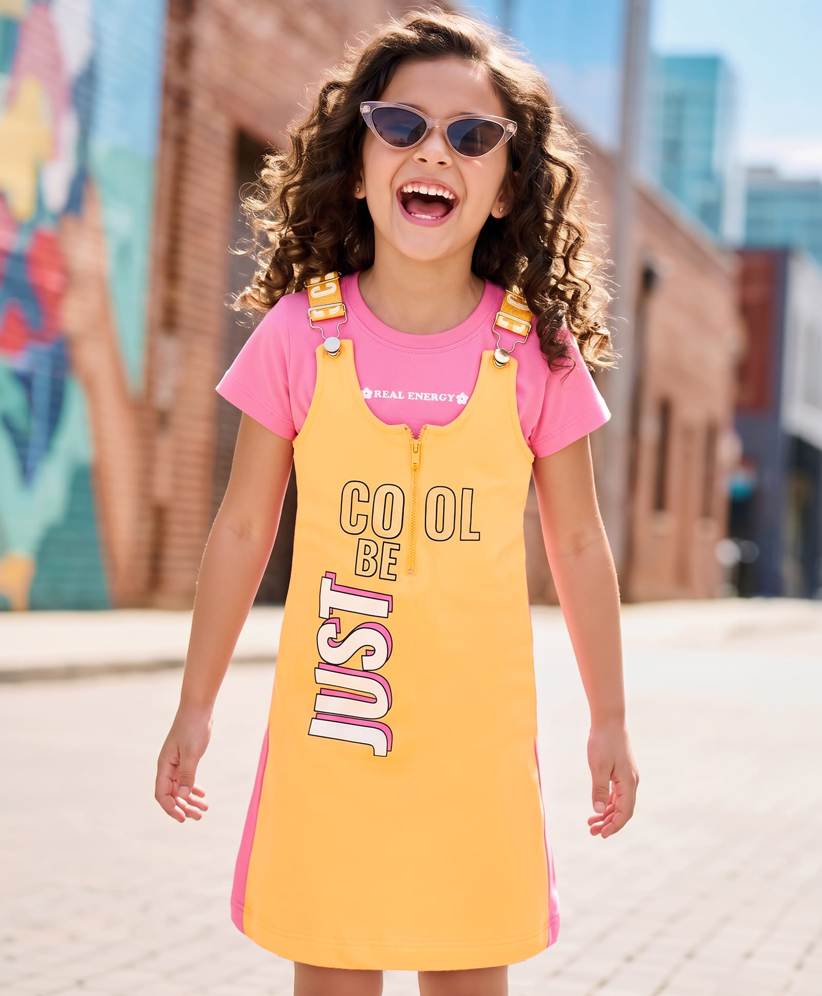 OLLINGTON ST. Cotton Knit Pinafore Dress With Inner Tee Sleeveless Pink 2-3 Years-image-6