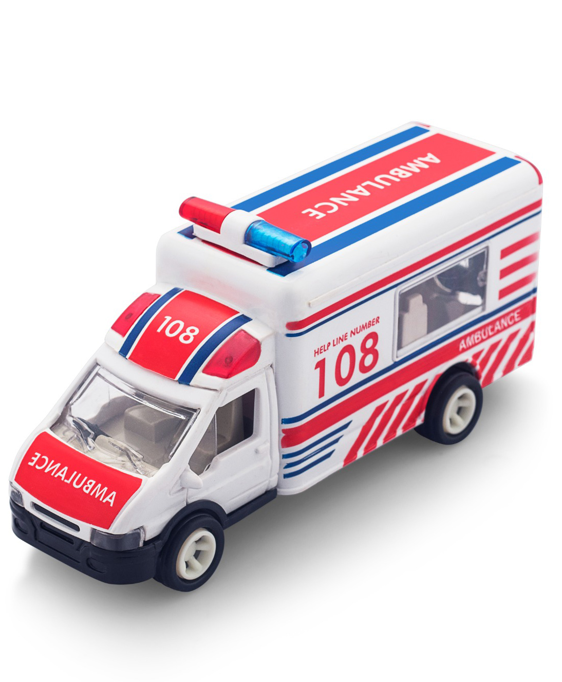 Shinsei 108 Emergency Pull-Back Ambulance Collectible & Play Toy for Kids -White-image-34