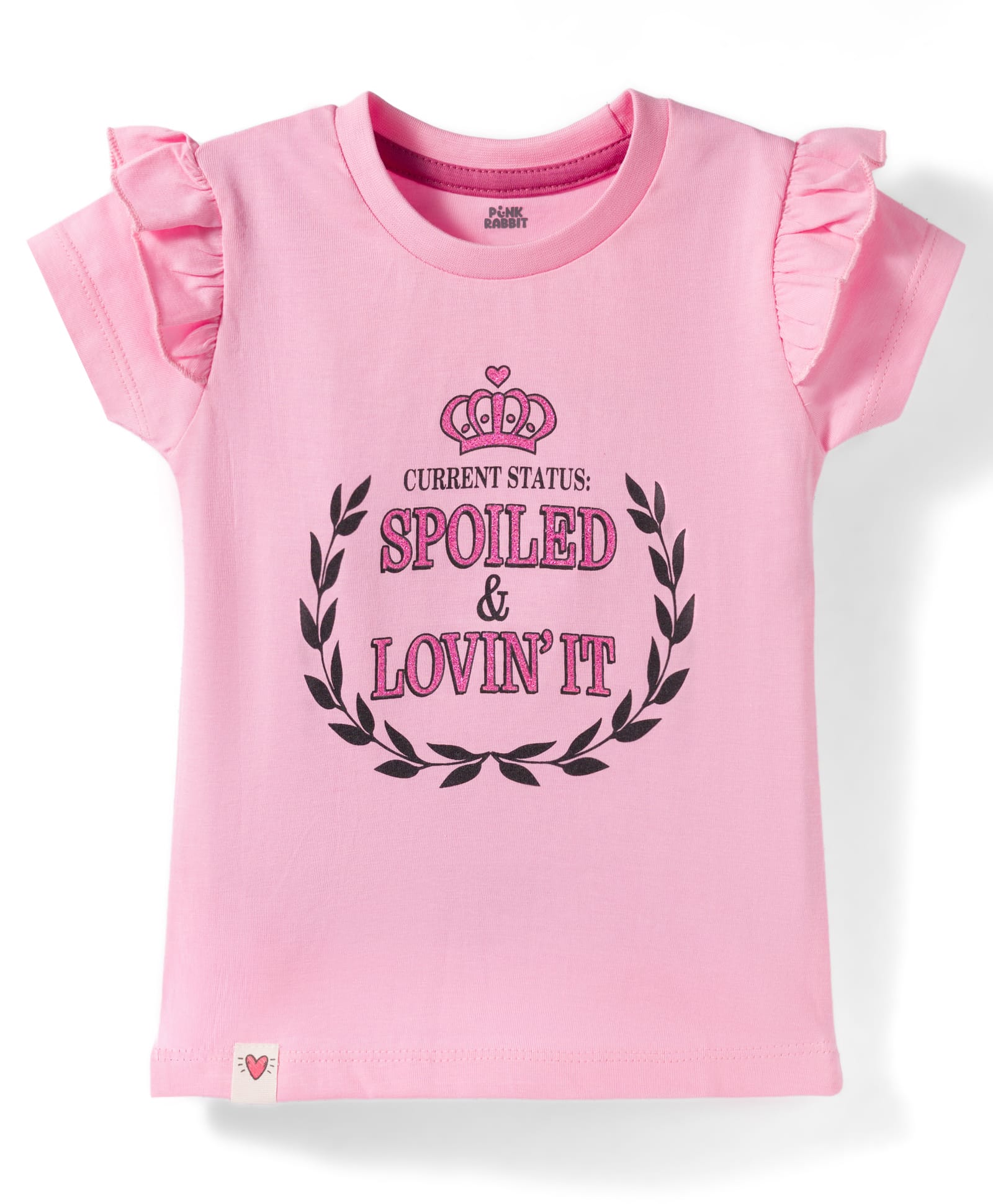 Pink Rabbit Sinker Knit Half Sleeves Text Printed T-Shirt - Pink-picture-10