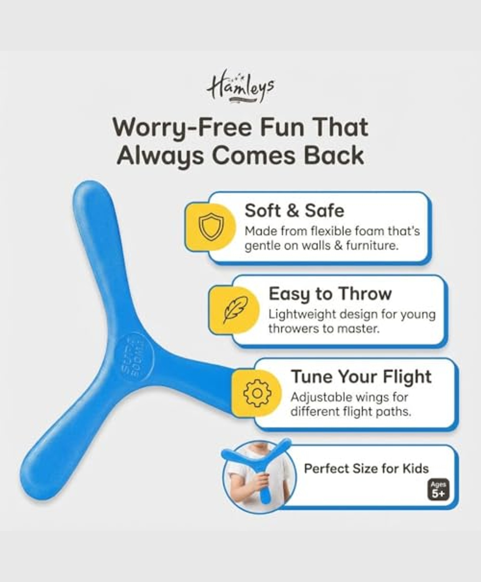 Hamleys Booma Boomerang Returning Spinning Star Beginners and Young Thrower, Kids for 5Y+, Red | Safe & Gift-Friendly-image-13