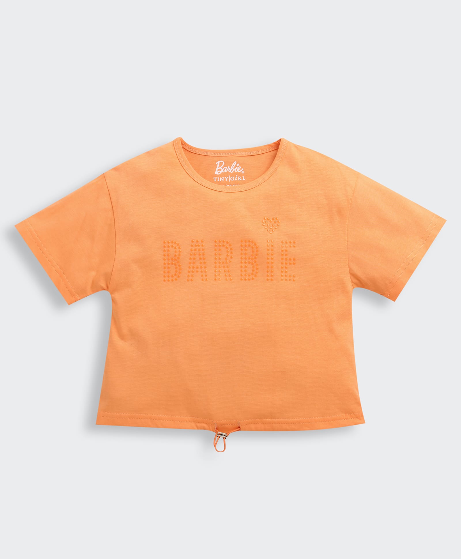 Barbie by Tiny Girl Cotton Woven Mattel Featuring Half Sleeves Brand Name Text Printed Top - Orange-picture-38