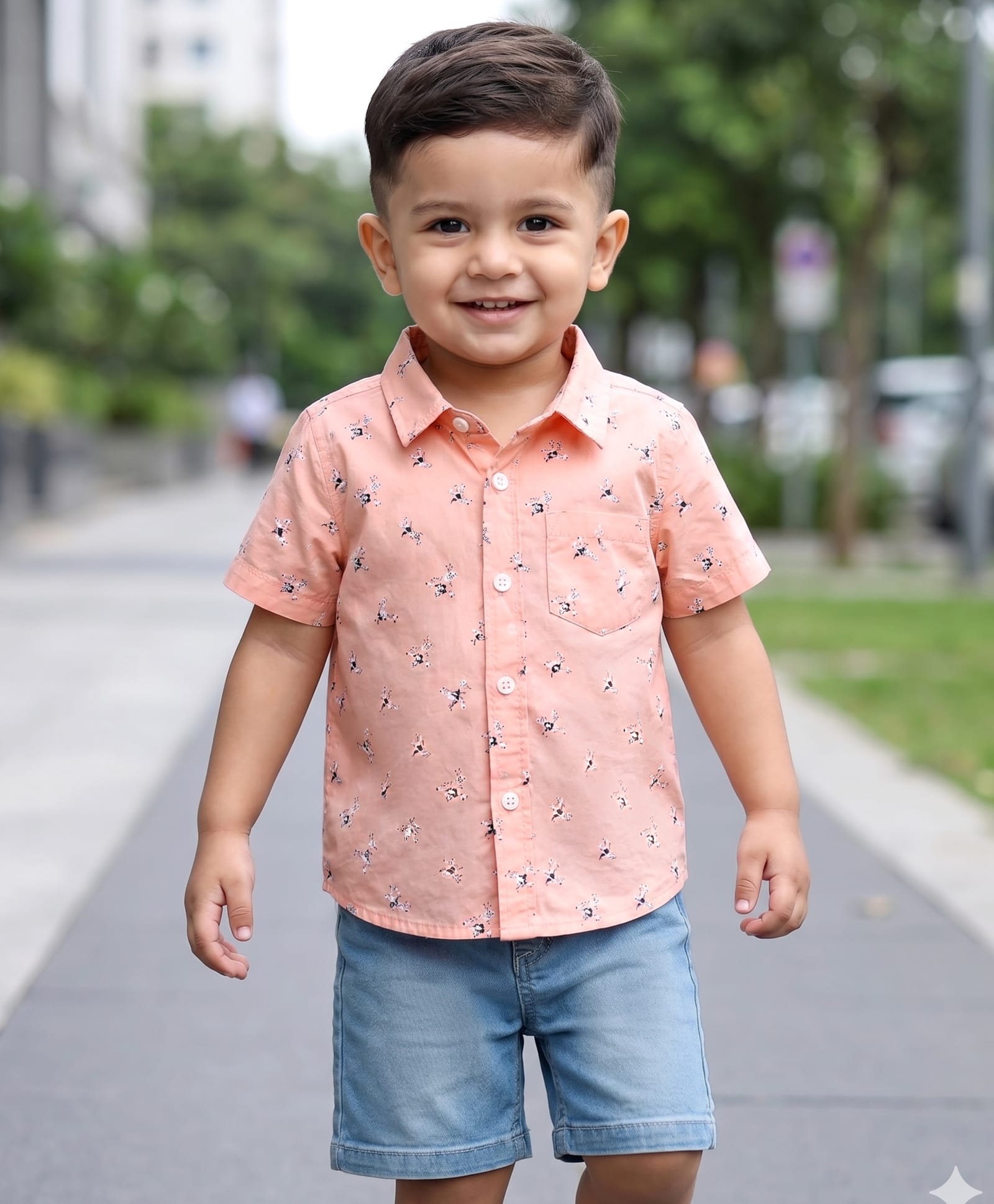 Babyhug Cotton Woven Half Sleeves Shirt & Denim Shorts Set with Floral Print - Multicolor-picture-30