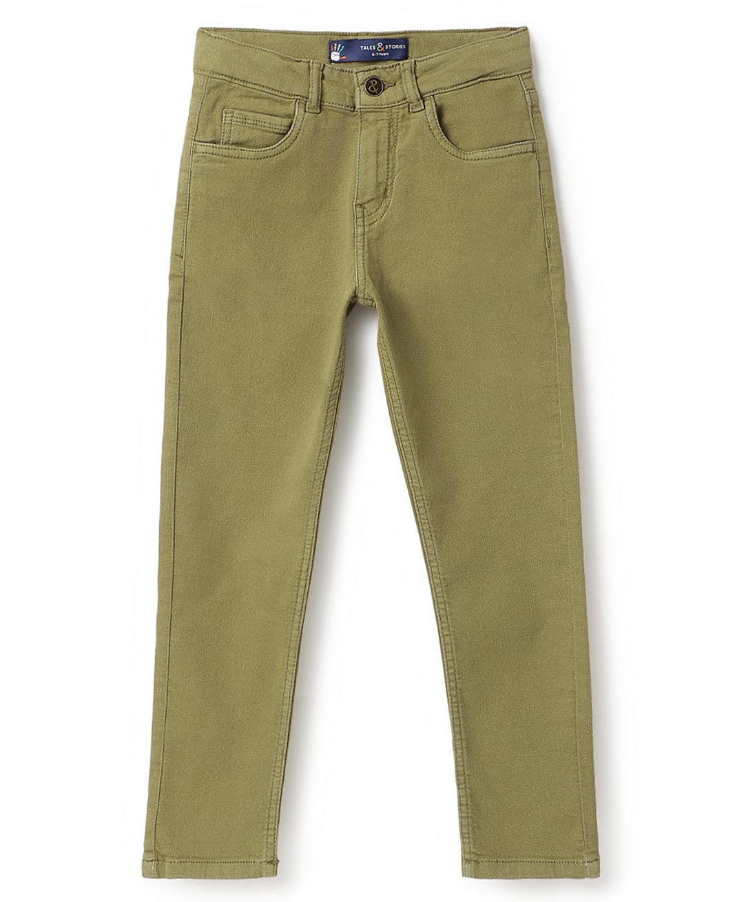 Tales & Stories Denim Woven Solid Jeans - Olive Green-picture-27