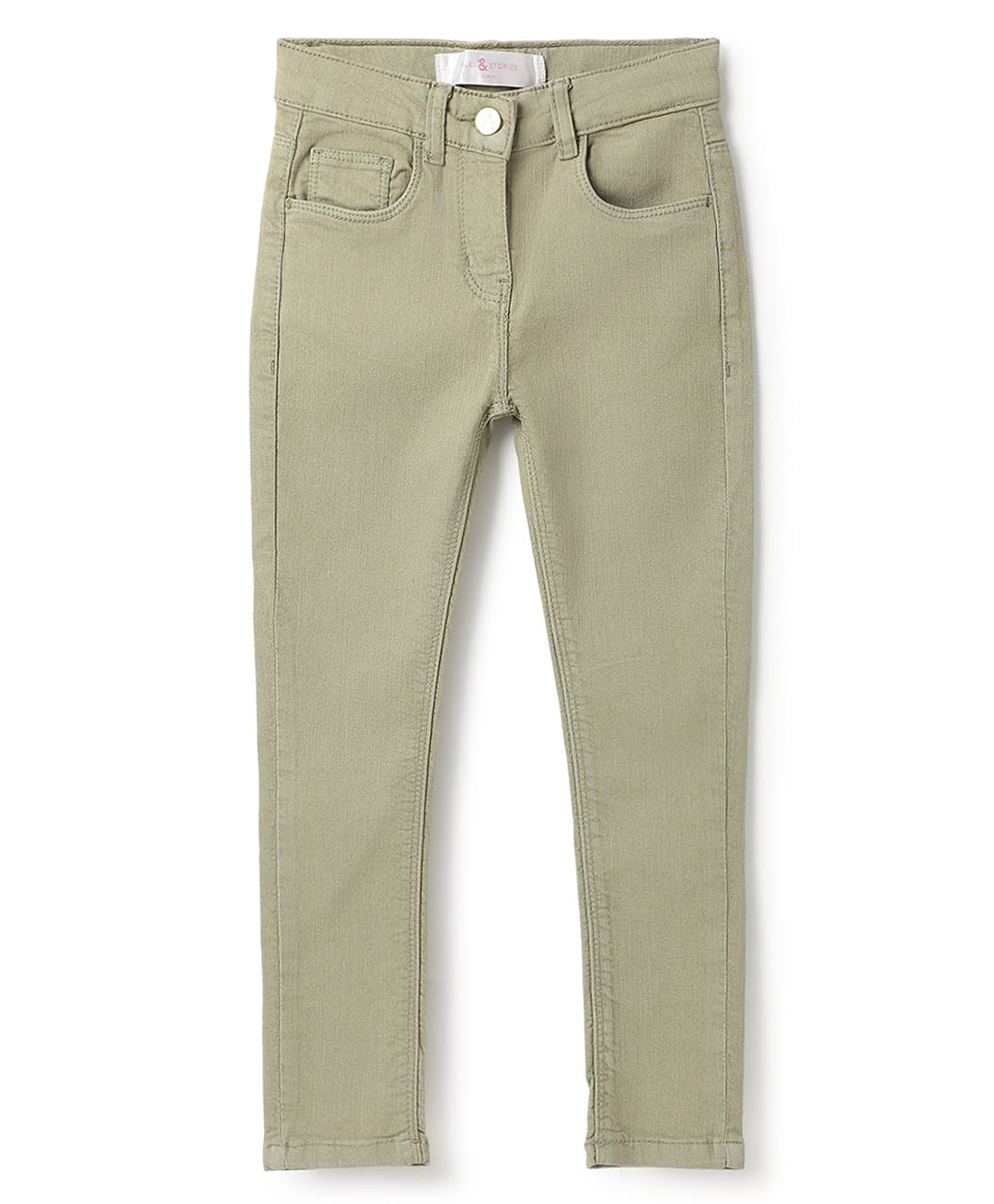 Tales & Stories Denim Woven Solid Jeans - Olive Green-picture-37