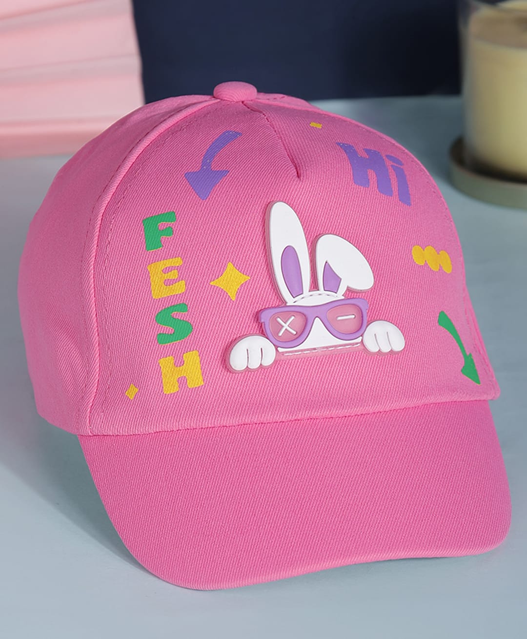 PASSION PETALS Cotton Bunny Applique Baseball Cap - Pink -Circumference - 46cm