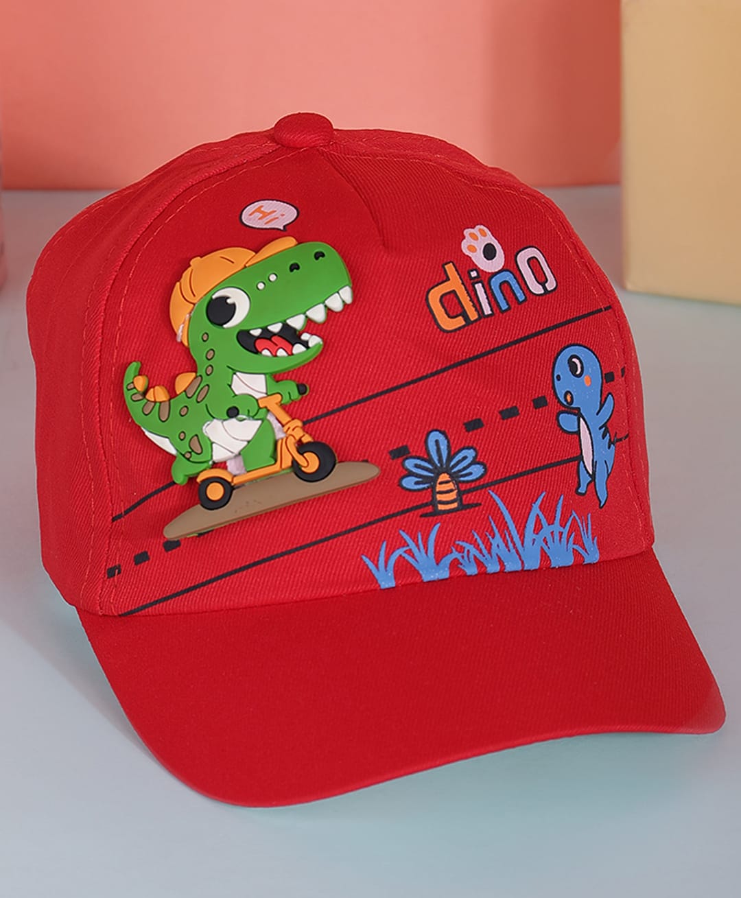 PASSION PETALS Dinosaur Applique Baseball Cap - Red - Circumference - 46cm