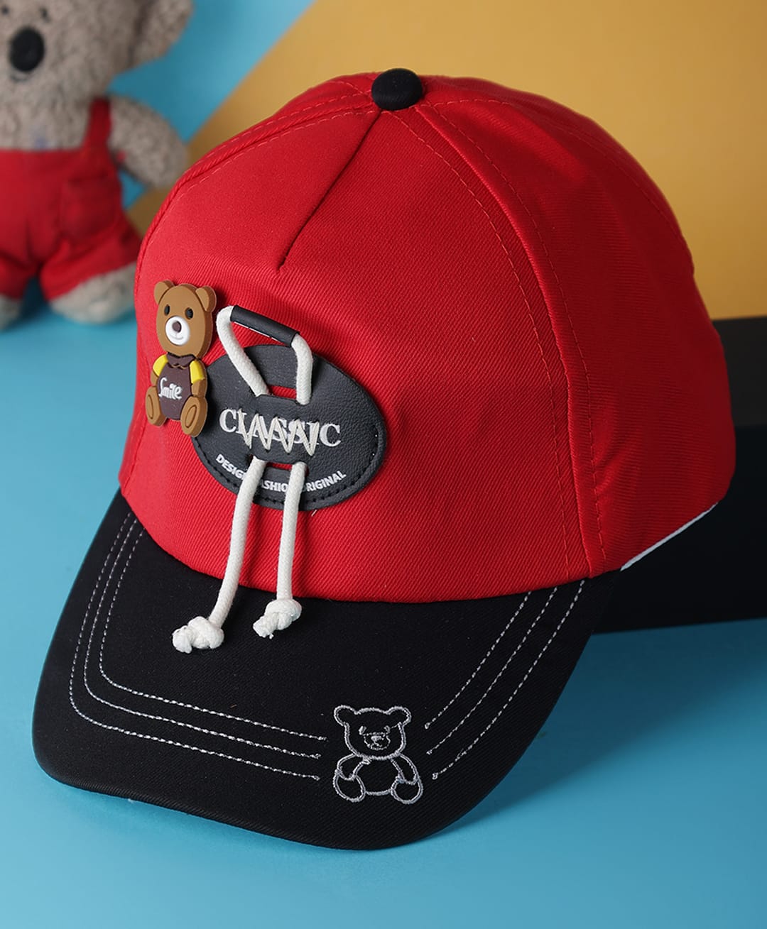 PASSION PETALS Teddy Applique Baseball Cap - Red & Black - Circumference - 46cm-picture-19