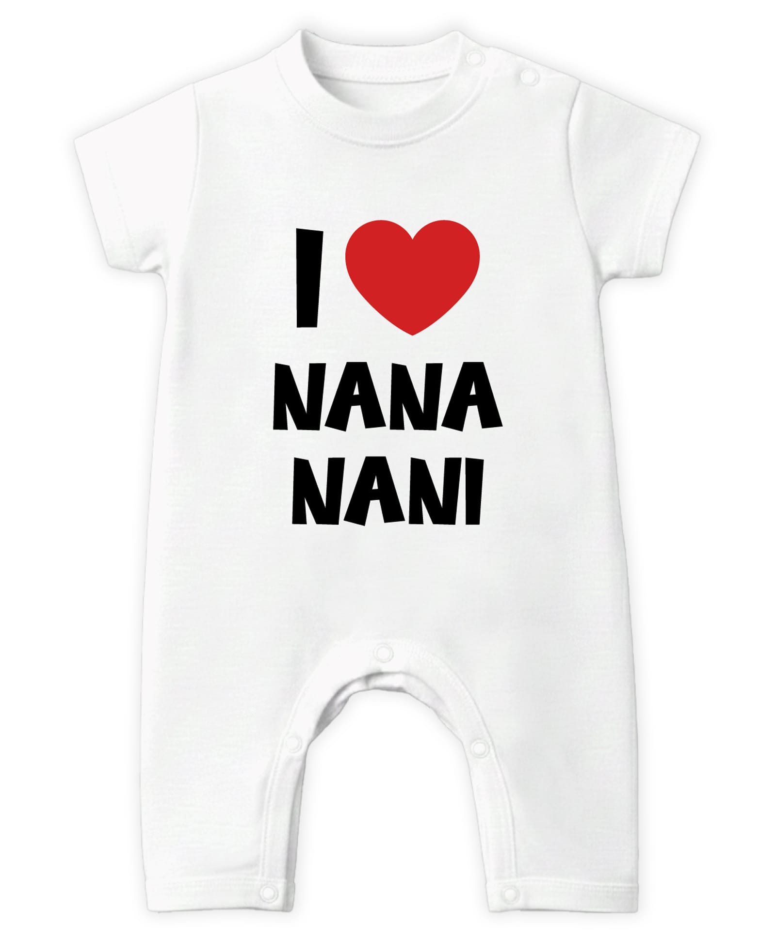 Baby Buzz 100% Cotton Knit Family Theme Half Sleeves I Love Nana Nani Text Printed Romper - White-picture-11