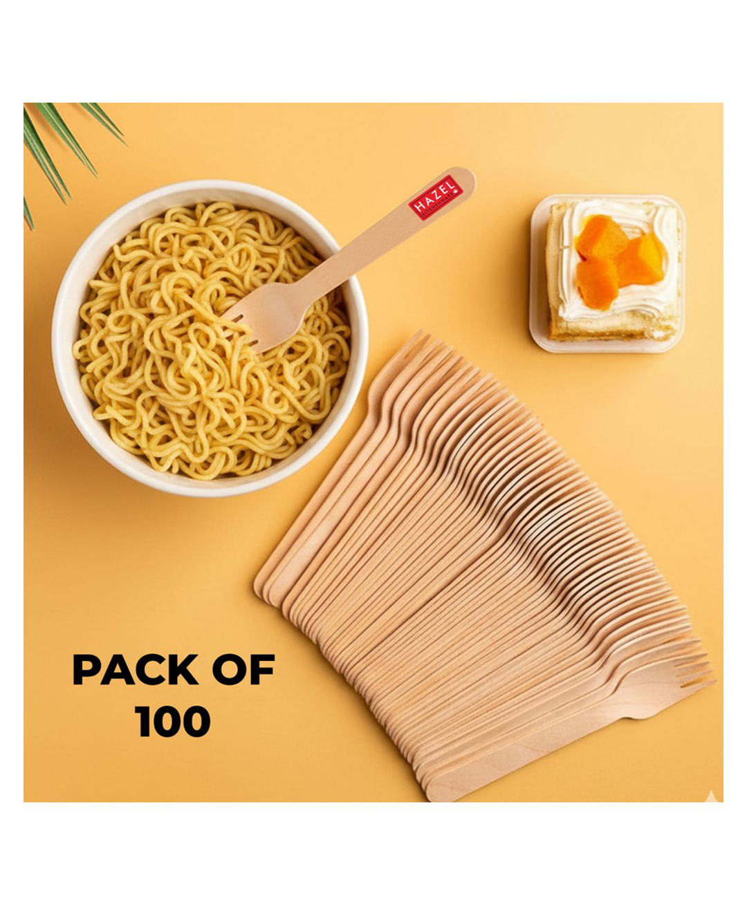 HAZEL Disposable Fork 16 CM, Strong & Hygienic Forks for Parties & Catering, Pack of 100-image-0