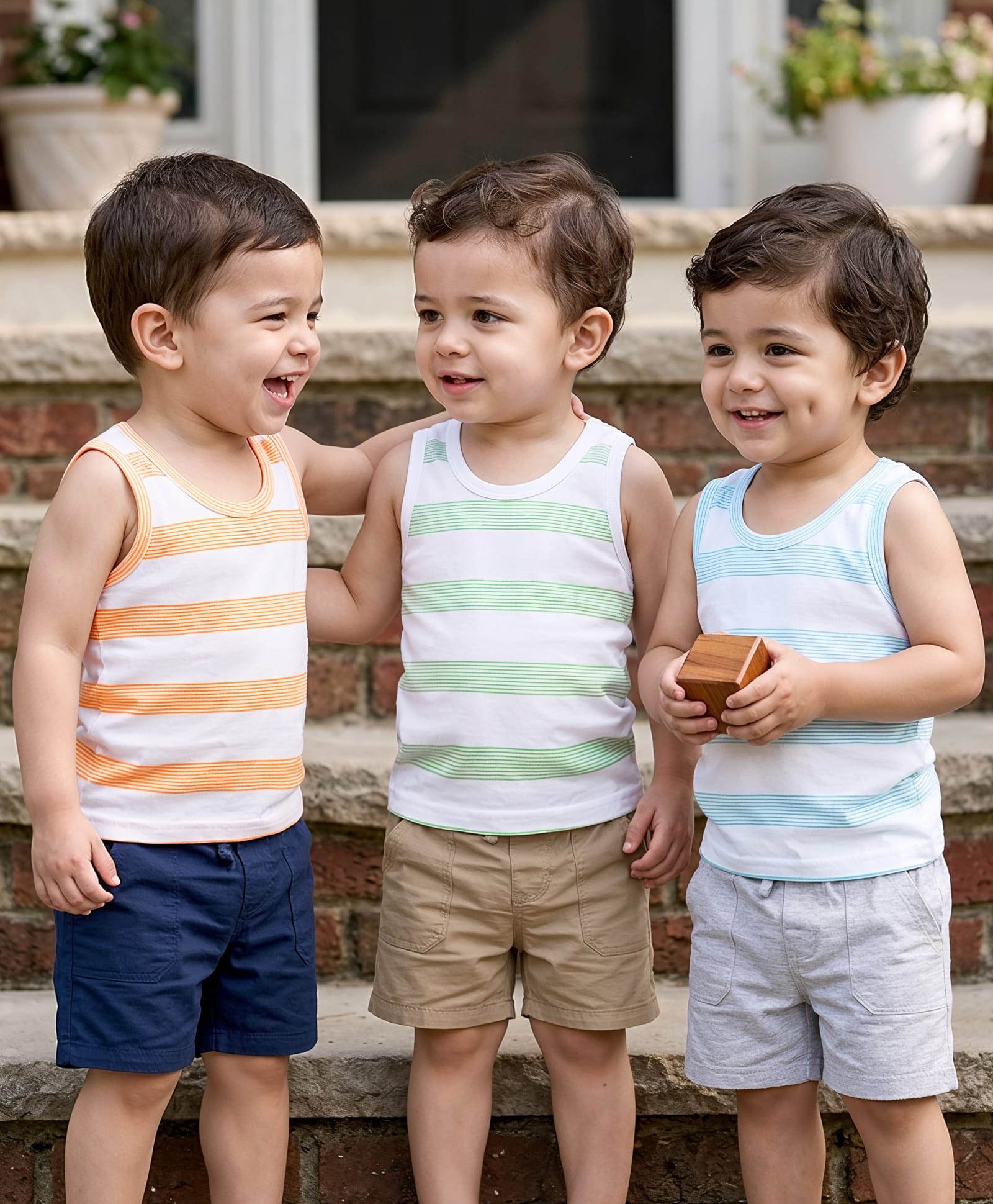 Babyhug 100% Cotton Single Jersey Knit Sleeveless Striped Vests Pack of 3 - Multicolor-image-34