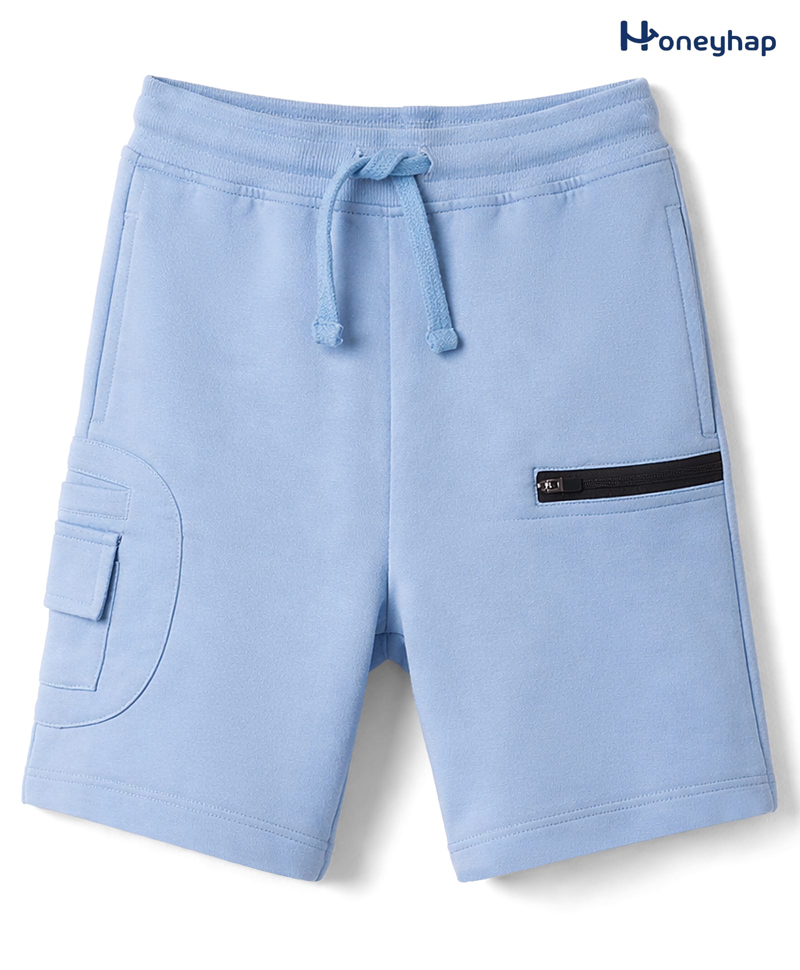 Honeyhap Premium 100% Cotton Knit With Bio Finish Solid Shorts - Cerulean Blue-picture-24