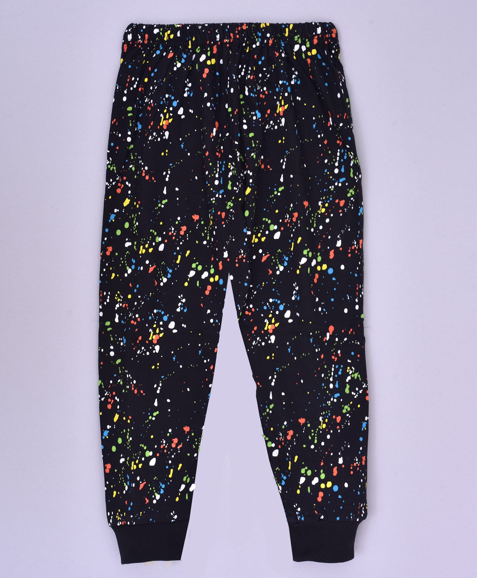 HRIT Cotton Knit Colour Splash Printed Joggers - Black-picture-16
