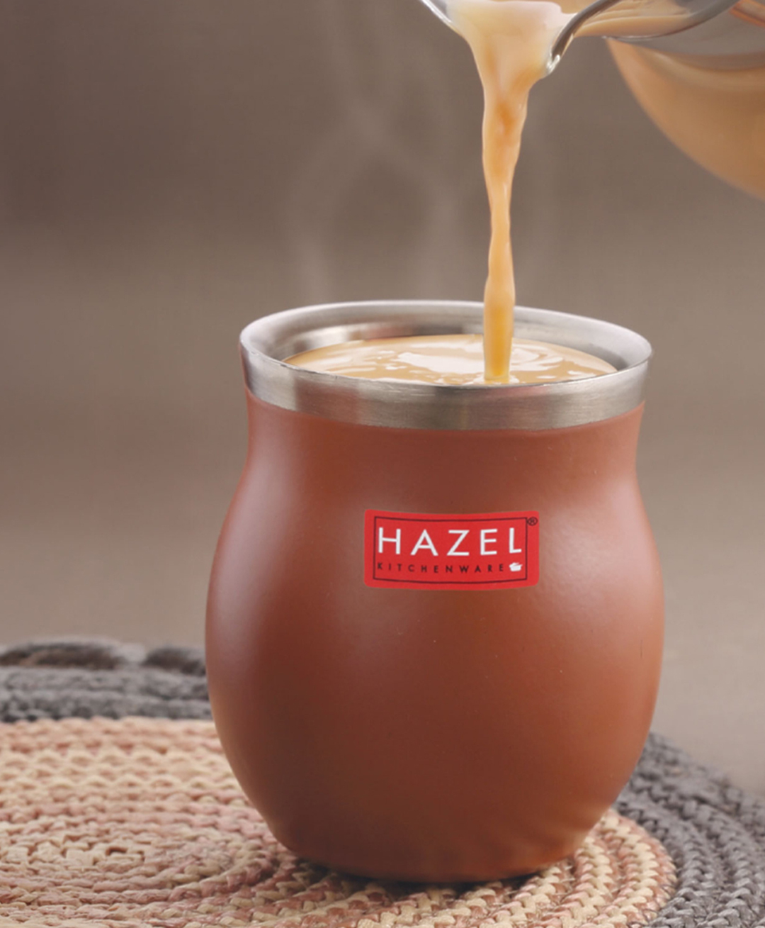 HAZEL Double Wall Stainless Steel Kullad Glass, Matt Brown Finish Tea & Coffee Cup, 150 ml-image-7