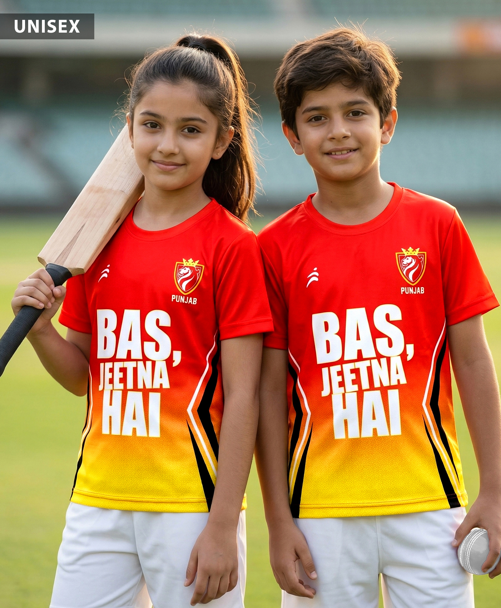 Pine Active Knit Half Sleeves Punjab IPL Jersey Printed T-Shirt - Red & Yellow-picture-13