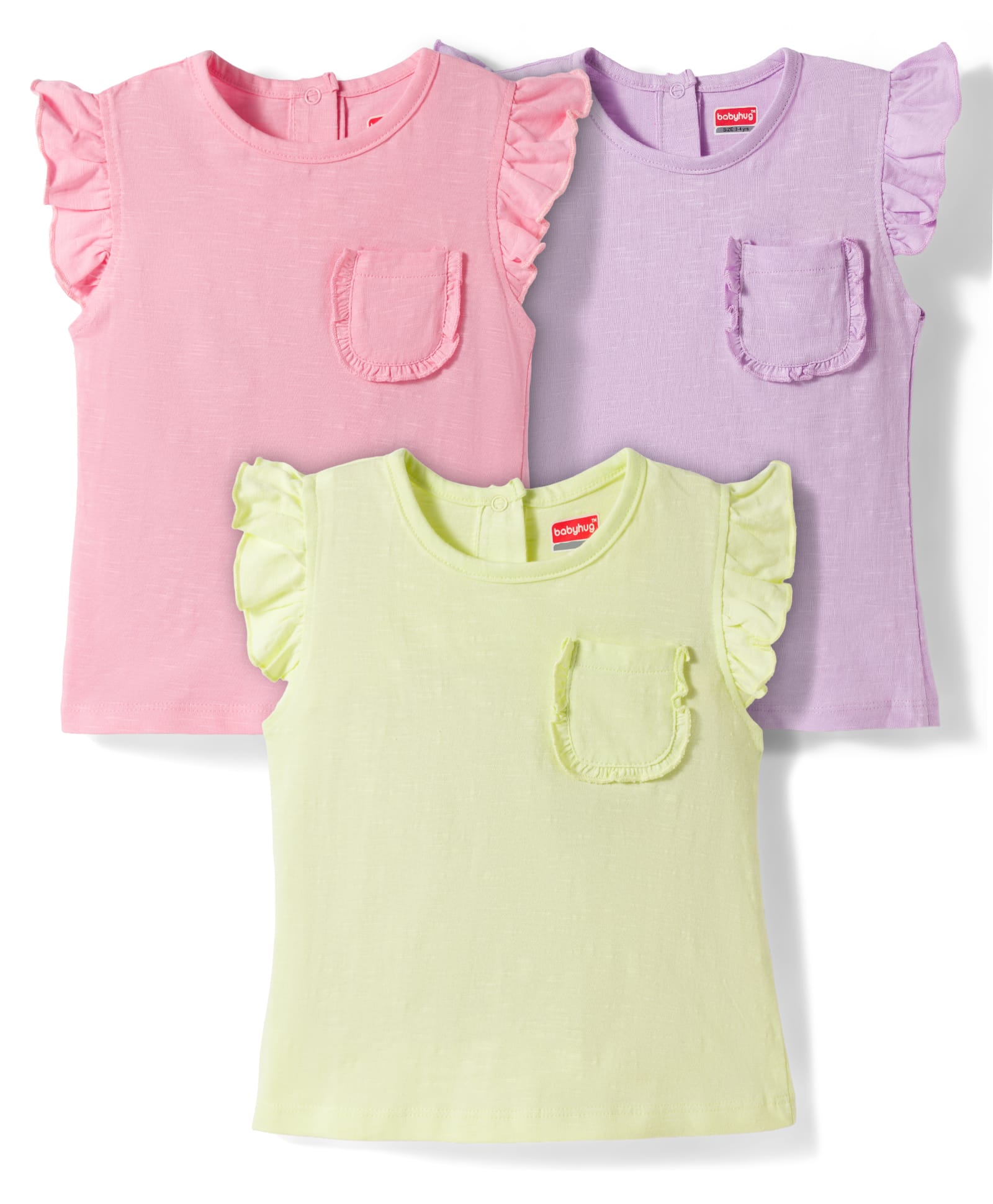 Babyhug Cotton Knit Half Sleeves Solid T-Shirts Pack of 3 - Multicolor-picture-26
