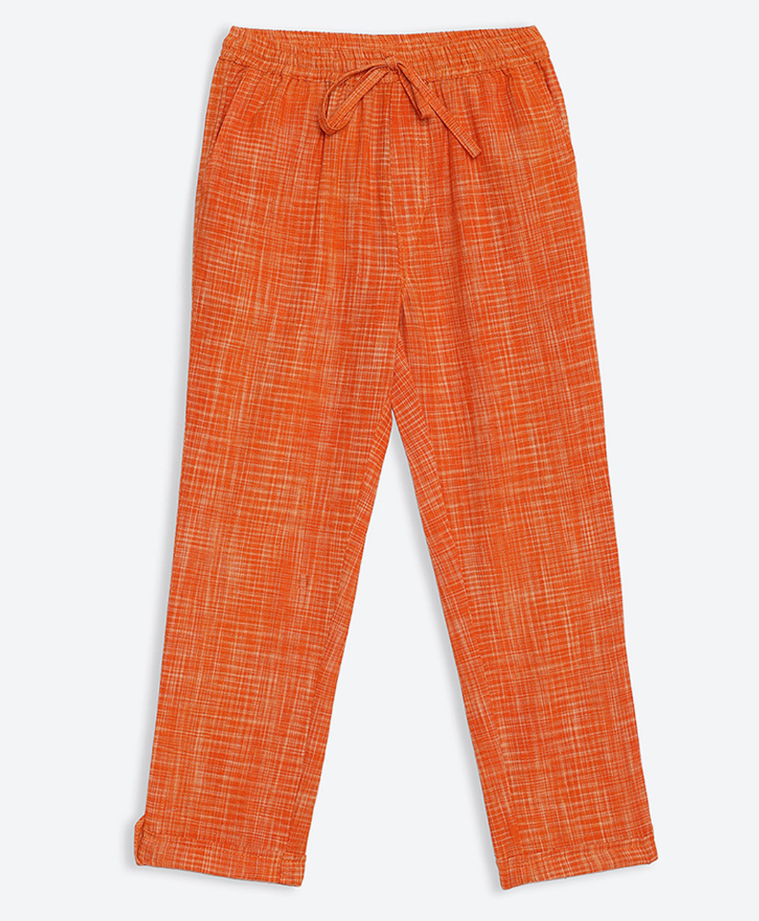 Charkhee Cotton Woven Textured Trouser - Orange-picture-13