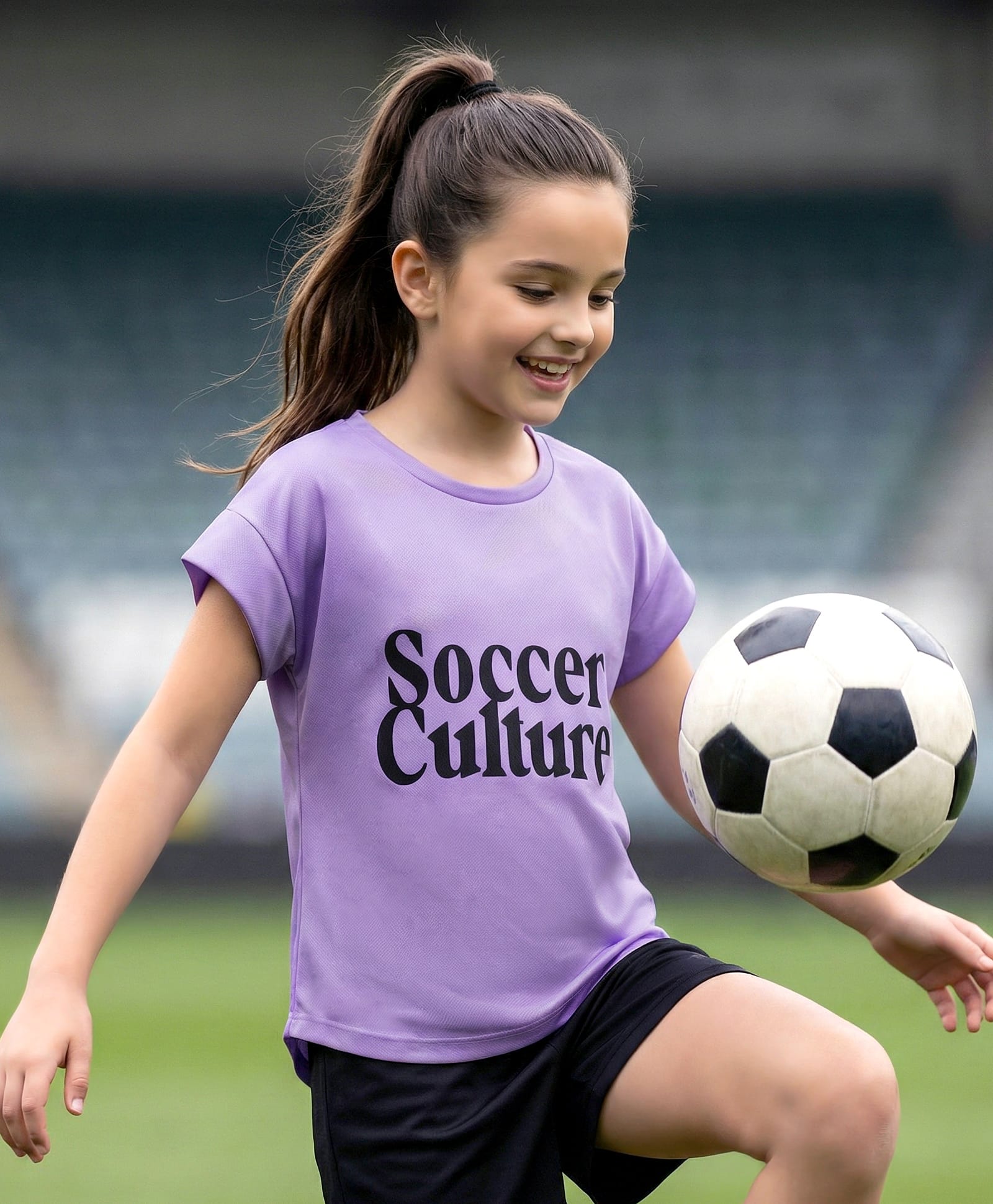 Pine Active Knit Half Sleeves T-Shirt With Soccer Culture Print -Lavender-picture-28