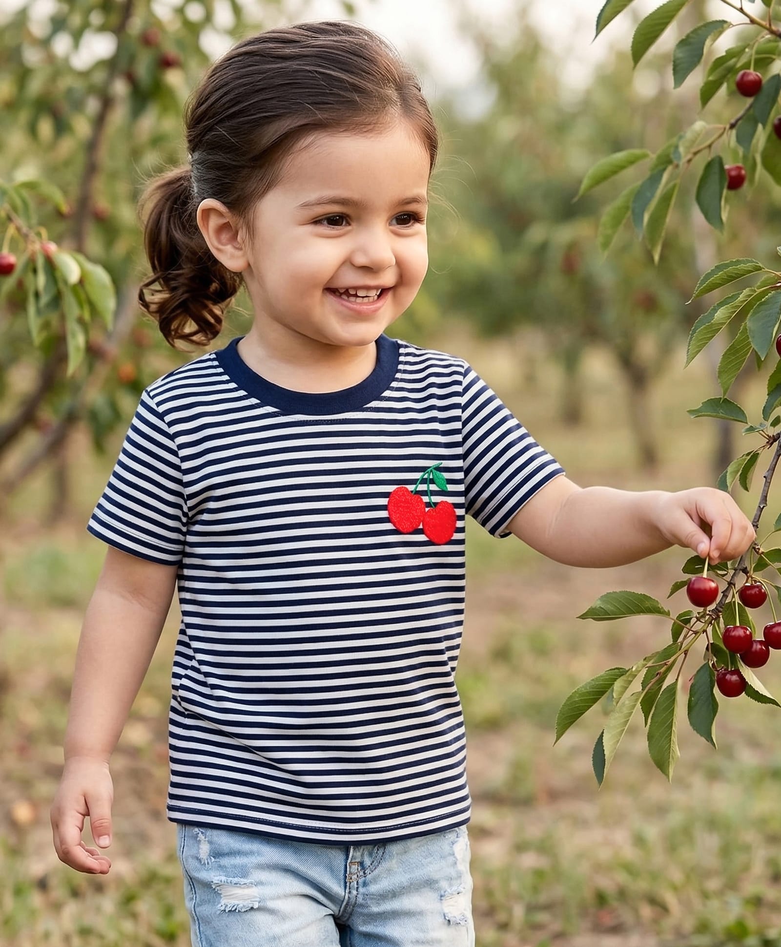 Babyhug Cotton Knit T-Shirt Half Sleeves Oversized Striped with Embroidery Detailing Multi Color 5-6 Years-picture-20