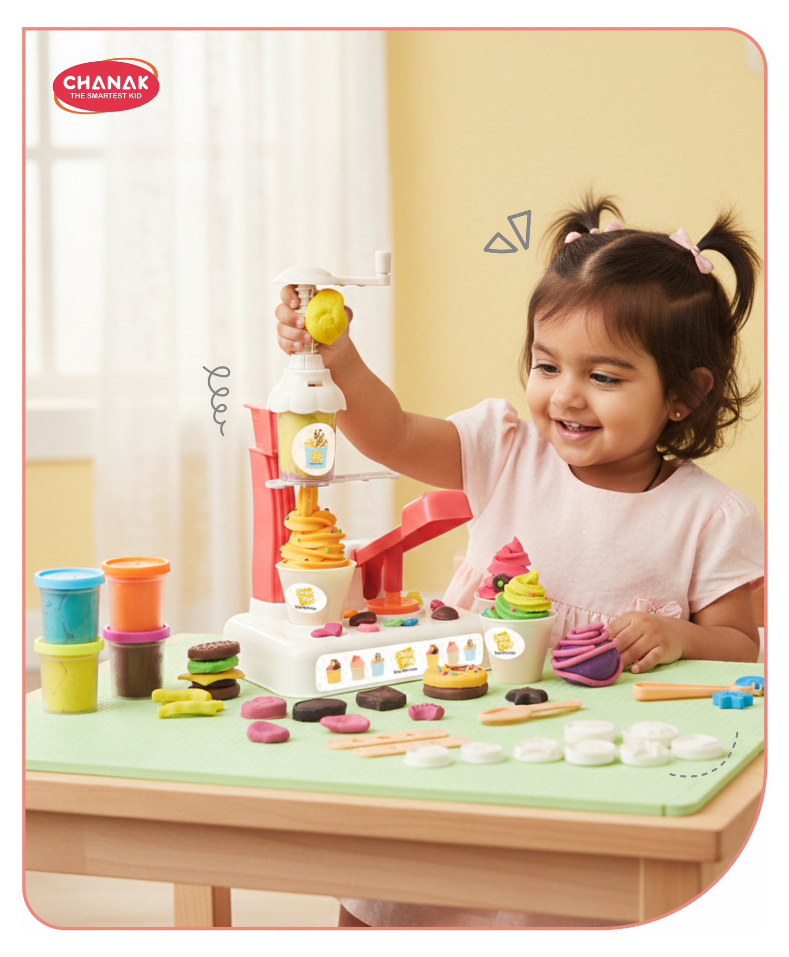 Aditi Toys Play Dough Ice Cream Maker Set Safe Non-Toxic Dough Kitchen Ice Cream Maker Including 6 Color Dough Tubes Each 50 g - White-picture-19