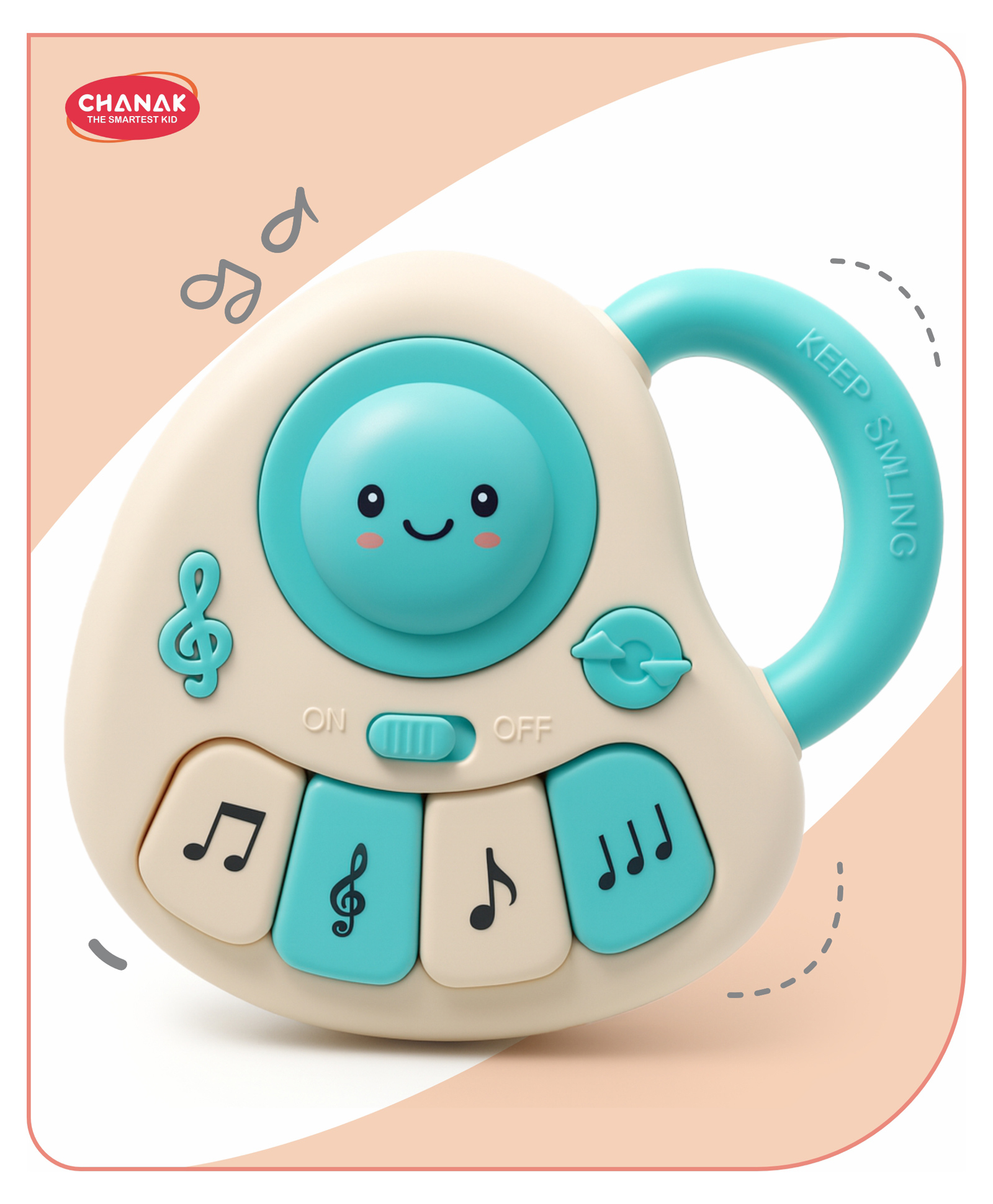 Aditi Toys Baby Piano Musical Infant Toy 4 Key Nodes with 31 Music melodies includes Learning numbers & shapes, Flashing Lights Early Learning Baby Tiny Tunes - White & Blue-image-2
