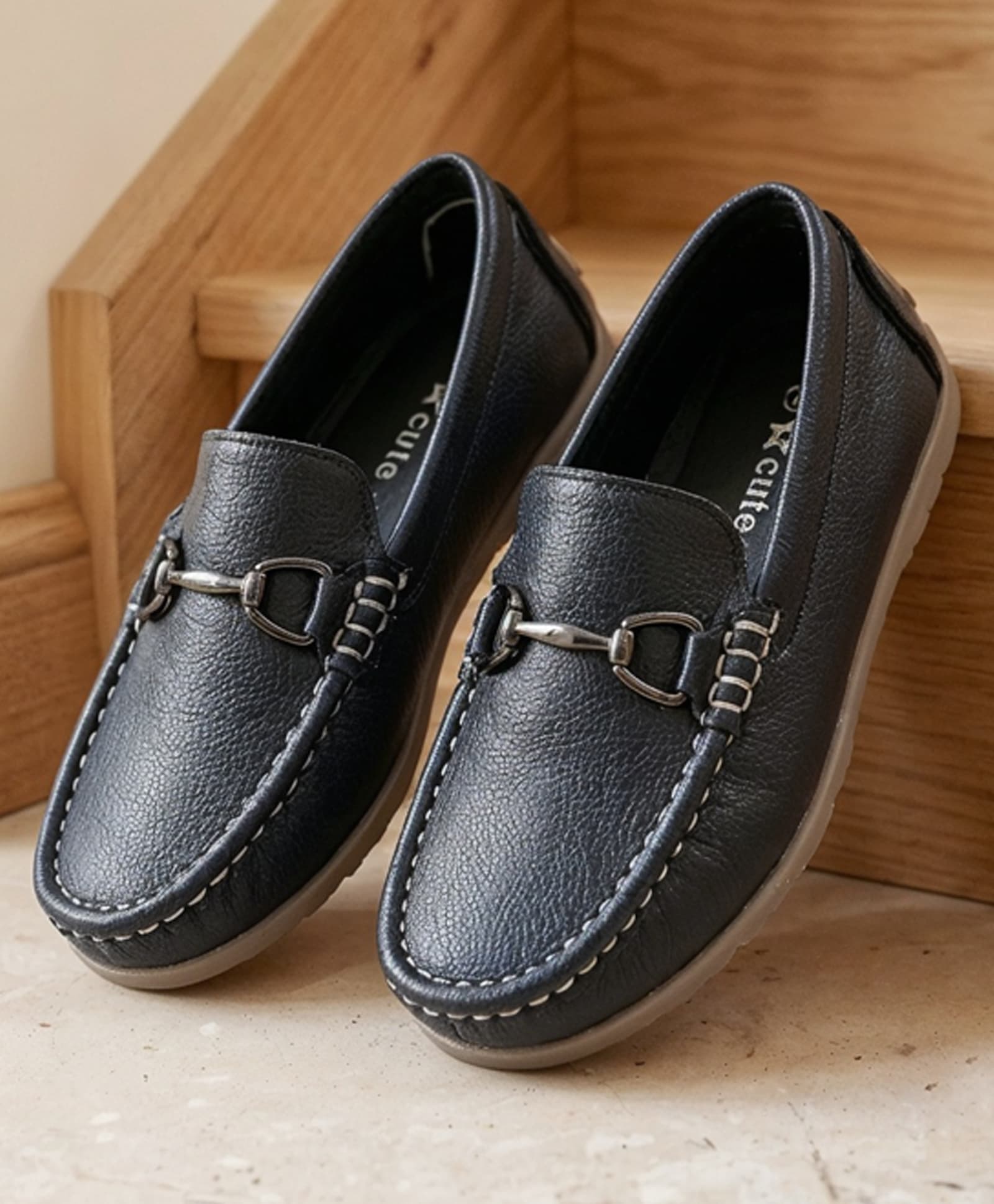 Cute Walk by Babyhug Slip On Solid Loafers With Applique - Navy Blue-image-27