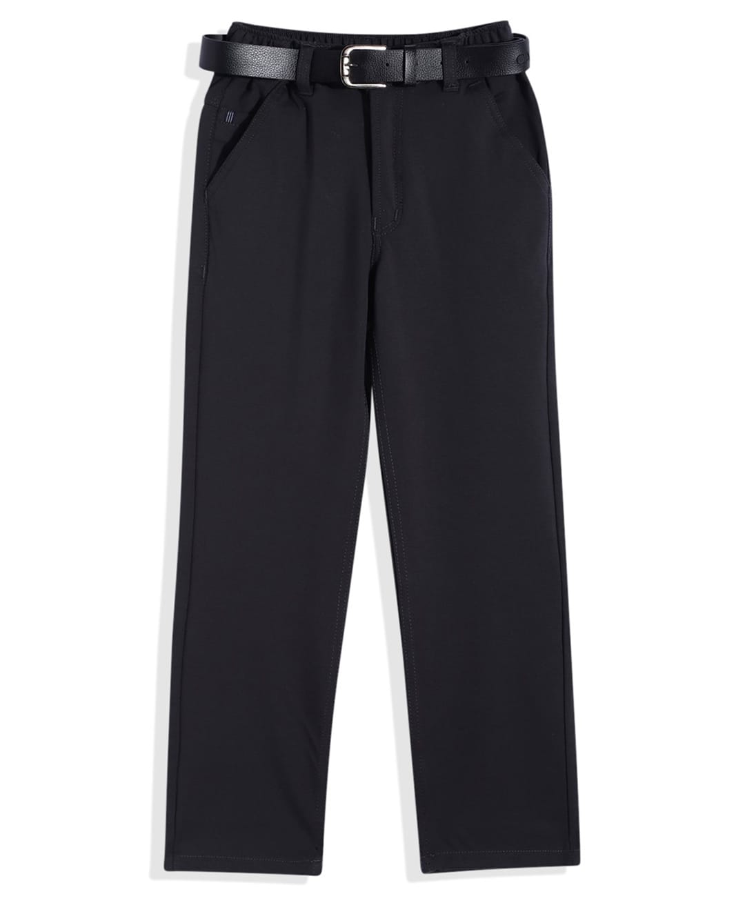 CAVIO Cotton Blend Woven Solid Trouser With Belt - Dark Grey-picture-26