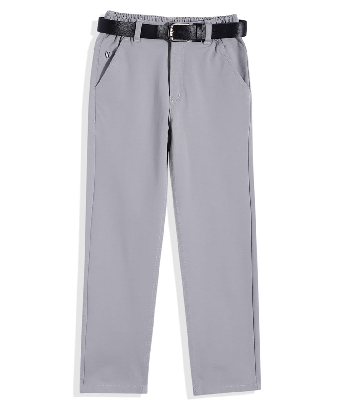CAVIO Cotton Blend Woven Solid Trouser With Belt - Dark Grey-picture-16
