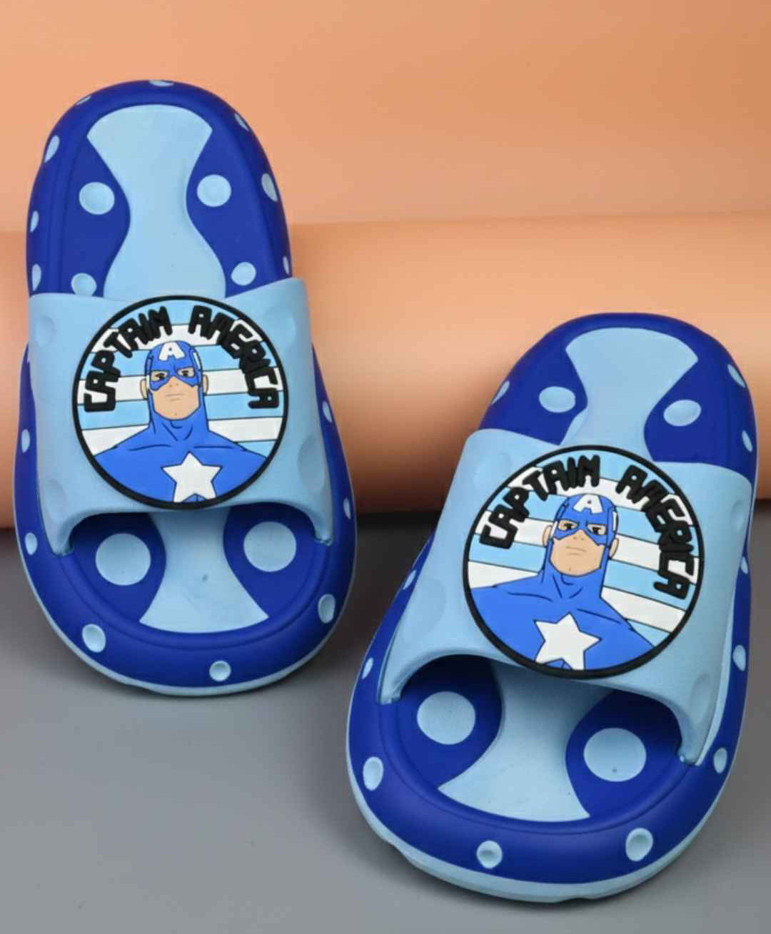 Yellow Bee Marvel Featuring Captain America Applique Detailed Sliders - Blue-picture-23