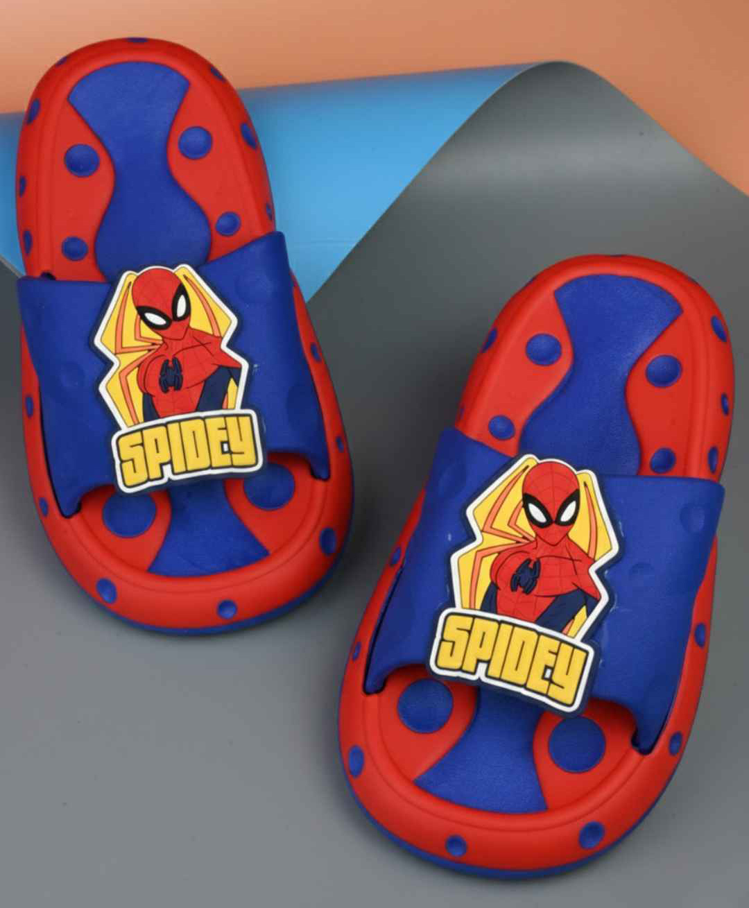 Yellow Bee Marvel Featuring Spiderman Applique Detailed Sliders - Red