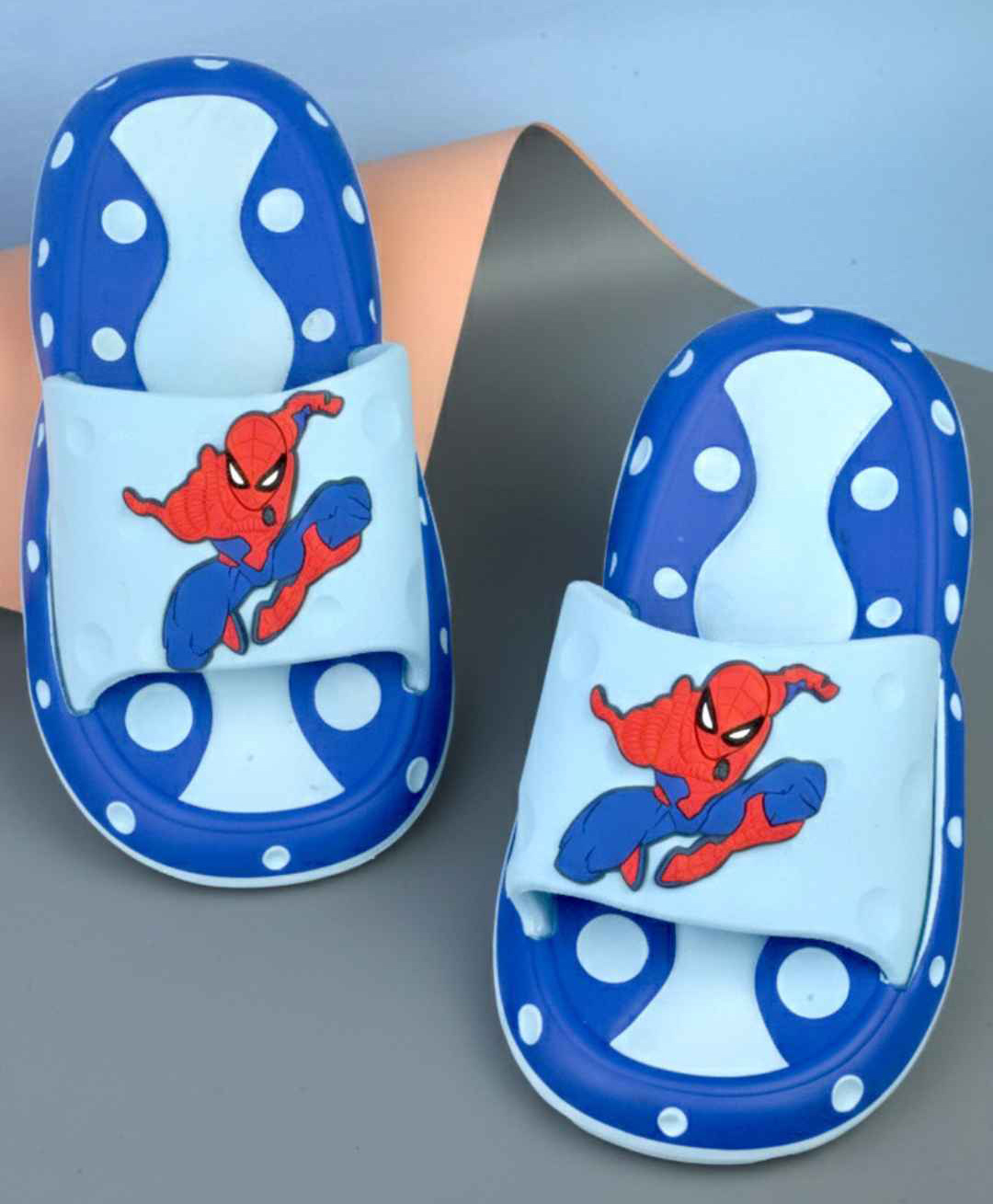Yellow Bee Marvel Featuring Spiderman Applique Detailed Sliders - Blue-image-41