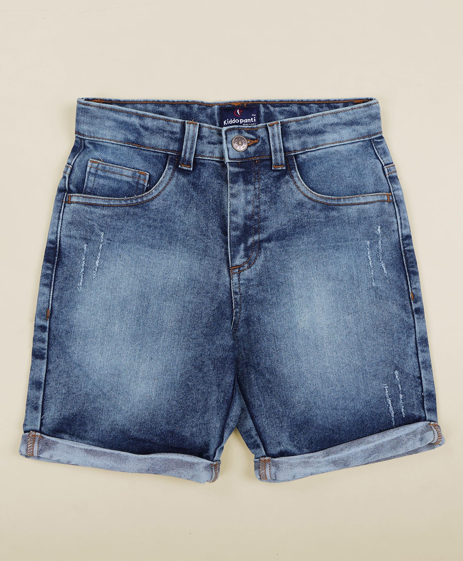 Kiddopanti Denim Woven Washed Shorts - Blue-picture-26