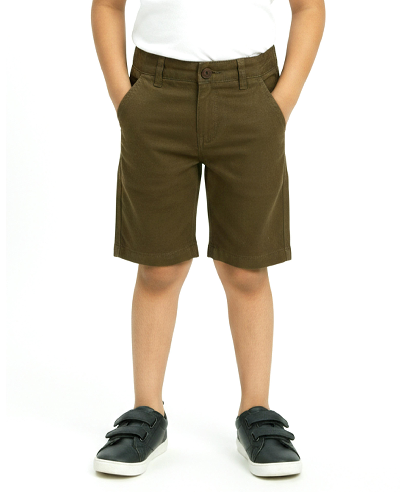 Kiddopanti Cotton Woven Solid Shorts - Wood Green-picture-27