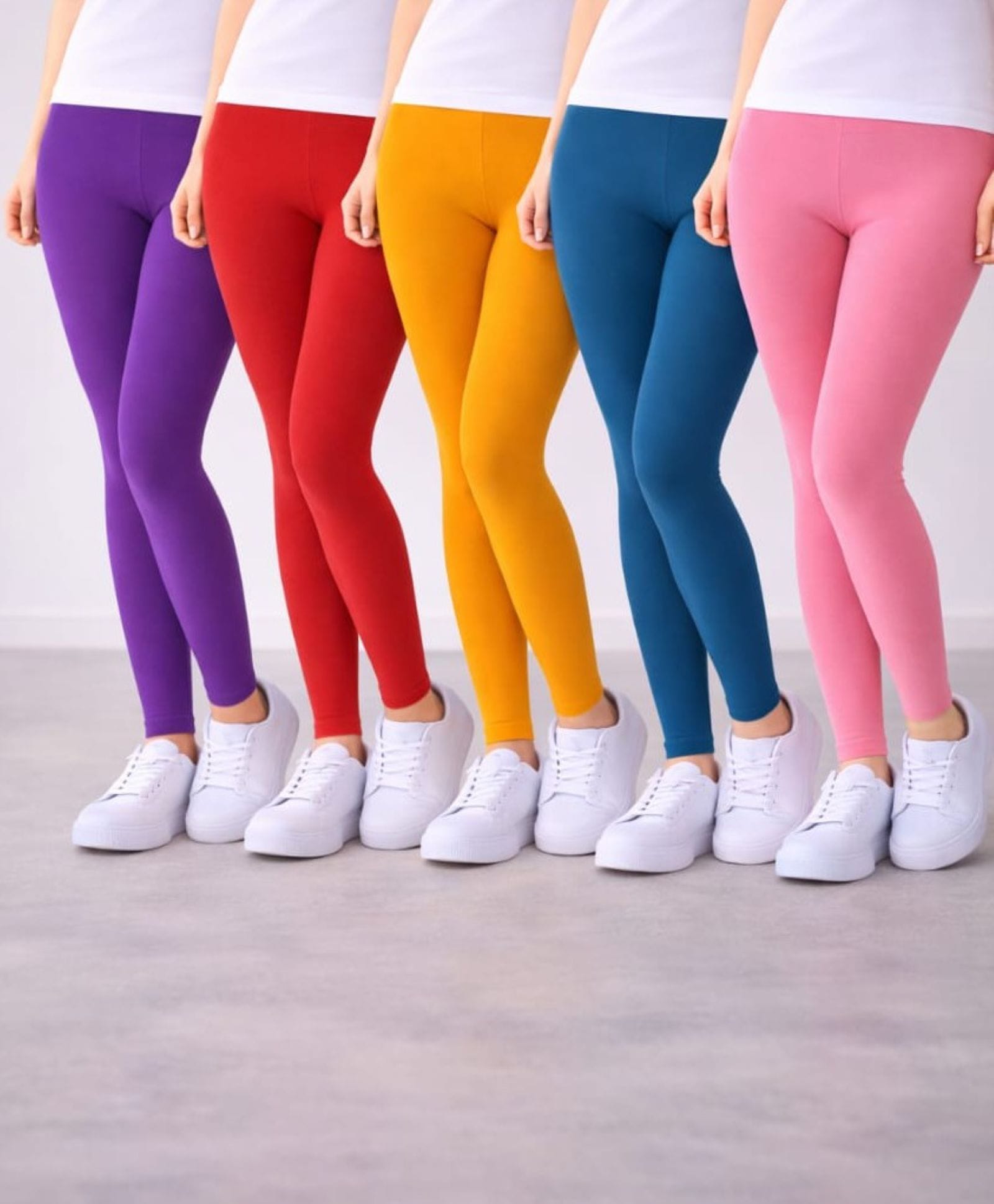 Nino Togs Cotton Lycra Knit Pack Of 5 Solid Leggings - Multi Colour-picture-15