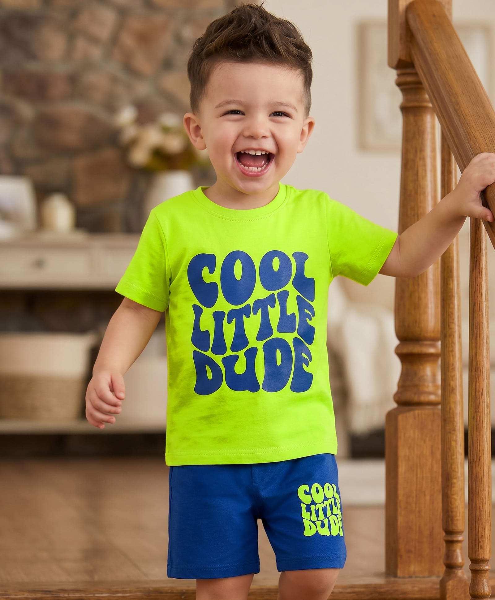 Kookie Kids India Half Sleeves T-Shirt & Shorts Night Suit With Text Print - Multicolor-picture-35