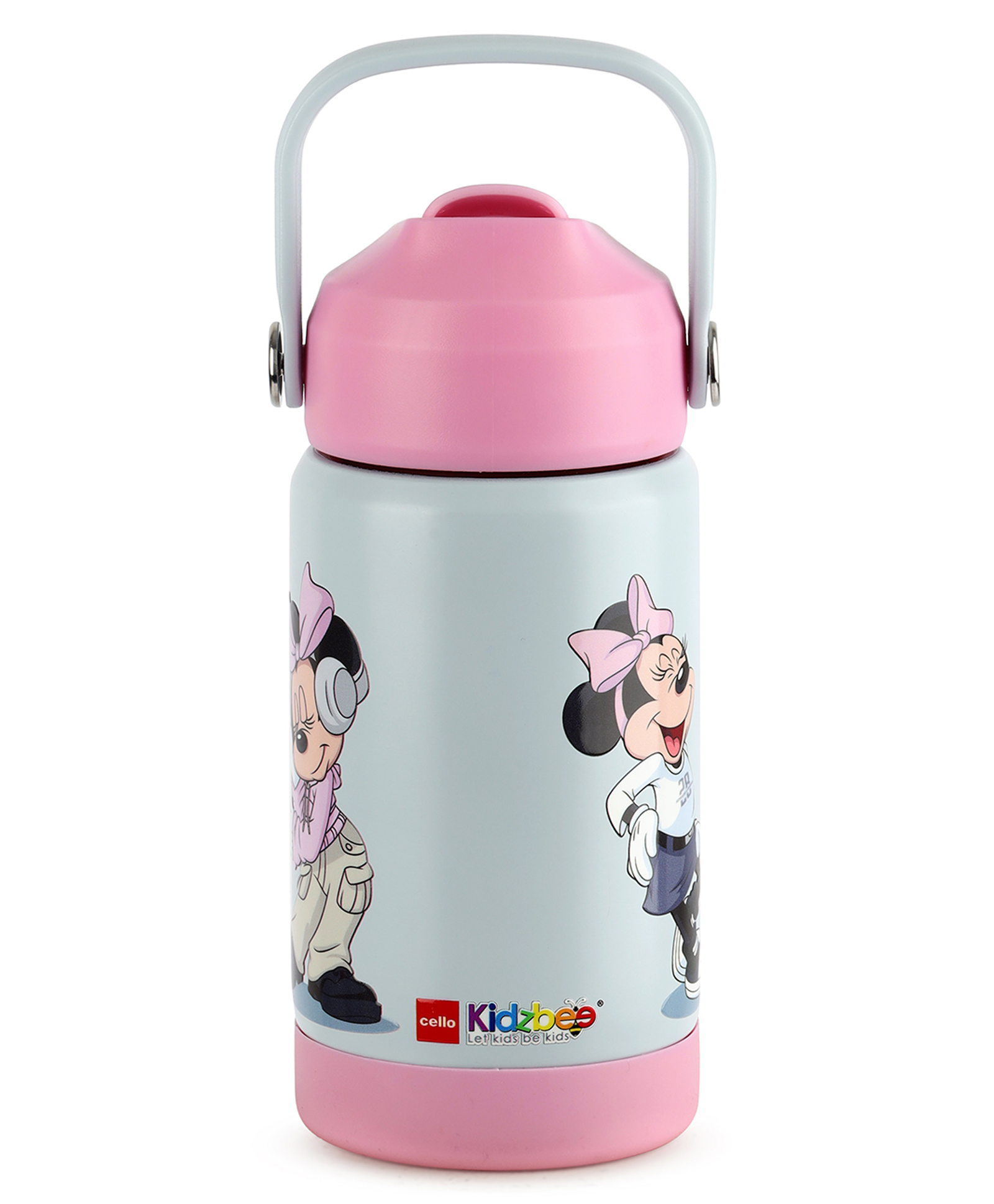 Cello Kidzbee Gen Alpha 3D Minnie Mouse Print Insulated Stainless Steel Kids Water Bottle Grey - 370 ml-image-9