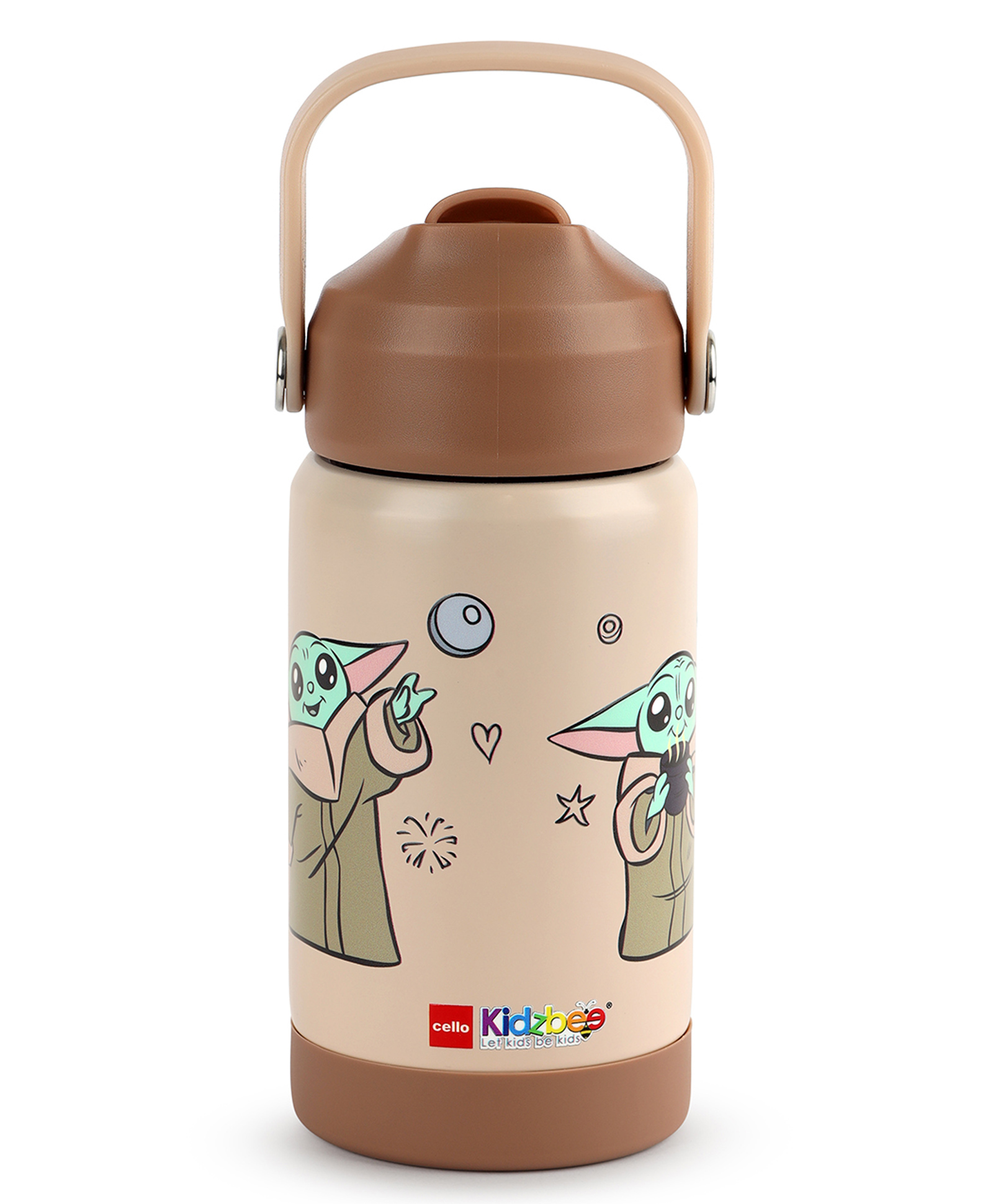 Cello Kidzbee Gen Alpha 3D Grogu Print Insulated Stainless Steel Kids Water Bottle Beige - 370 ml-picture-40