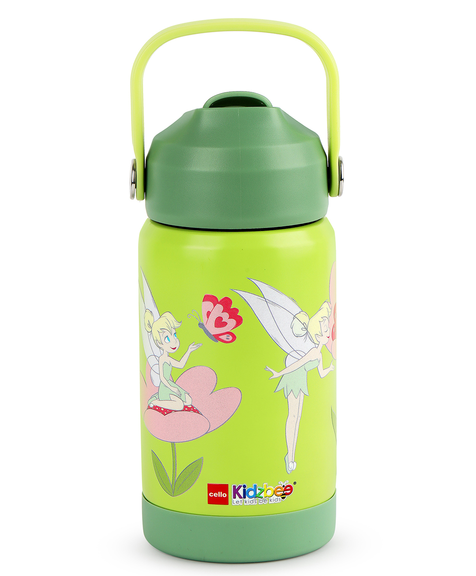 Cello Kidzbee Gen Alpha 3D Tinker Bell Print Insulated Stainless Steel Kids Water Bottle Olive Green - 370 ml-image-36