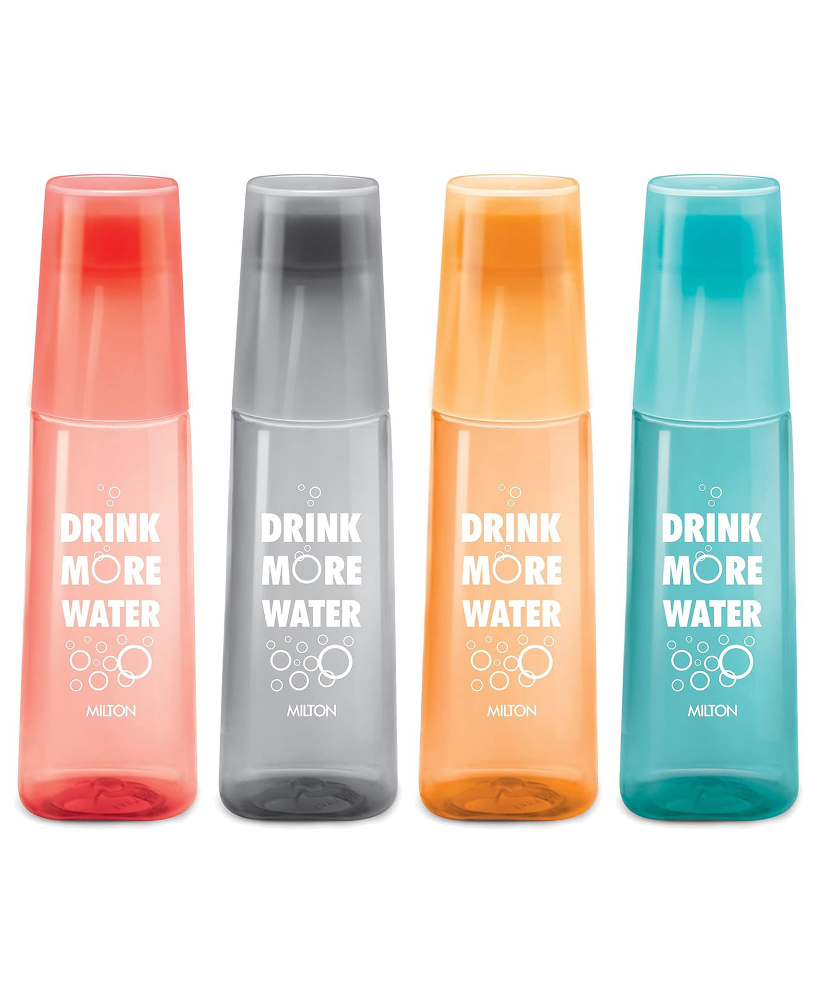MILTON KIP SIP, Pack of 4 Water Bottles with Drinking Glass Lid, 1 Litre each, Reusable Plastic Fridge Bottle Set, BPA Free and Leak Proof Bottles for Travel, Work, MultiColor-image-28