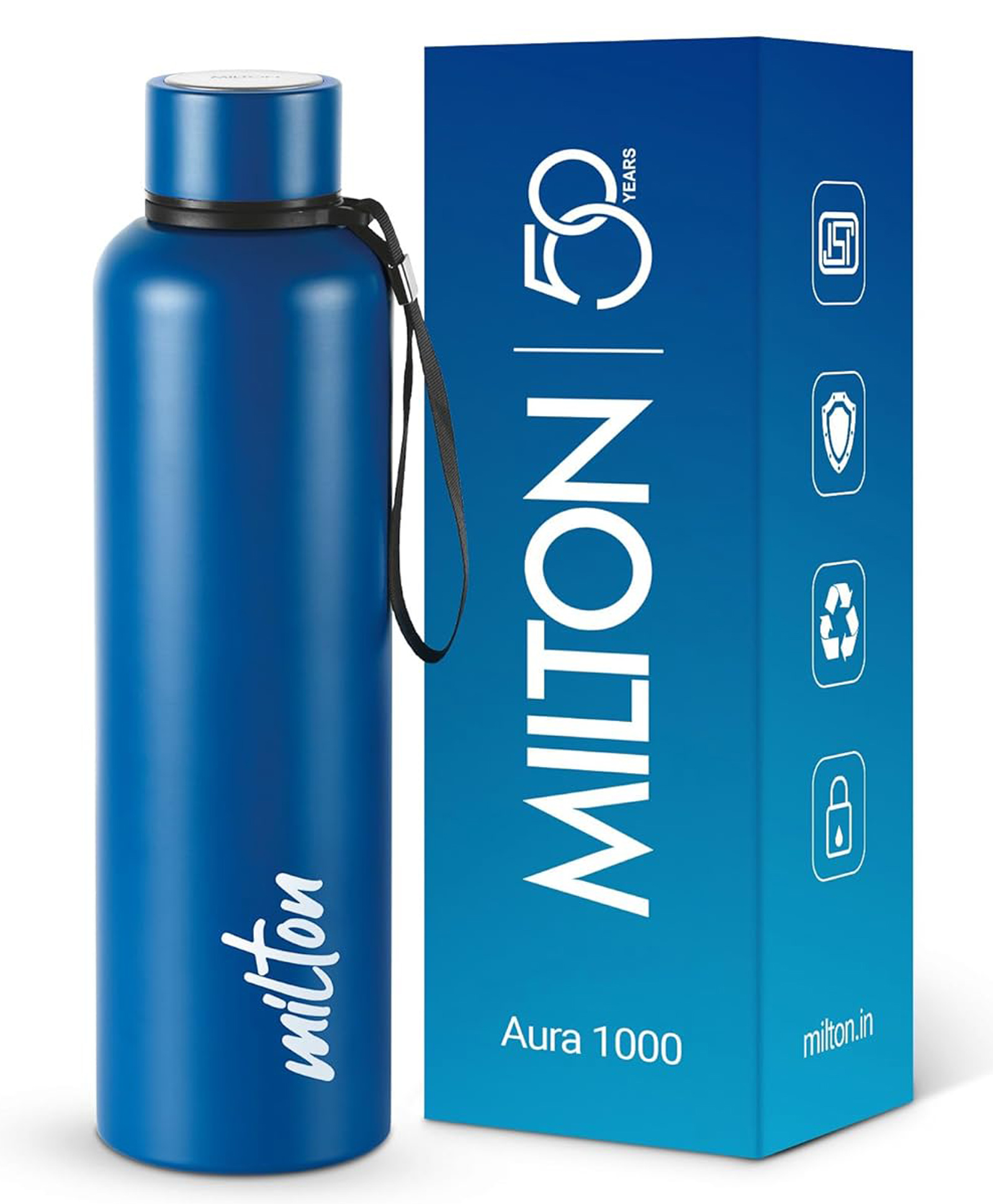 Milton Aura 1000 Thermosteel Water Bottle, 24 Hr Hot and Cold I Leak Proof Lid, ISI Certified I Vacuum Insulated I for Office, Gym, School I Dark Blue-image-48