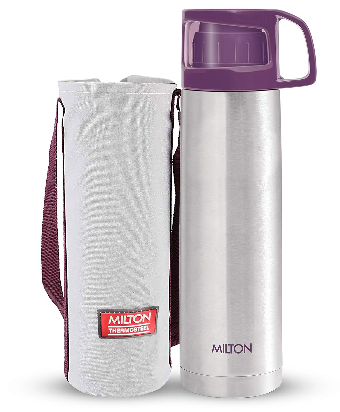 Milton Glassy 1000 Thermosteel 24 Hours Hot and Cold Water Bottle with Drinking Cup Lid, 1 Litre, Purple-image-35