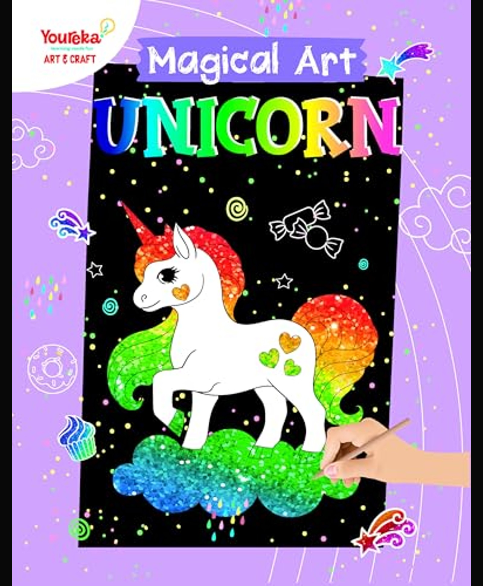 Youreka Scratch Art Magical Unicorn Set, Multicolour Creative Craft Kit for Kids Ages 35, Fun Scratch-and-Reveal Art Activity that Builds Creativity and Fine Motor Skills-picture-14