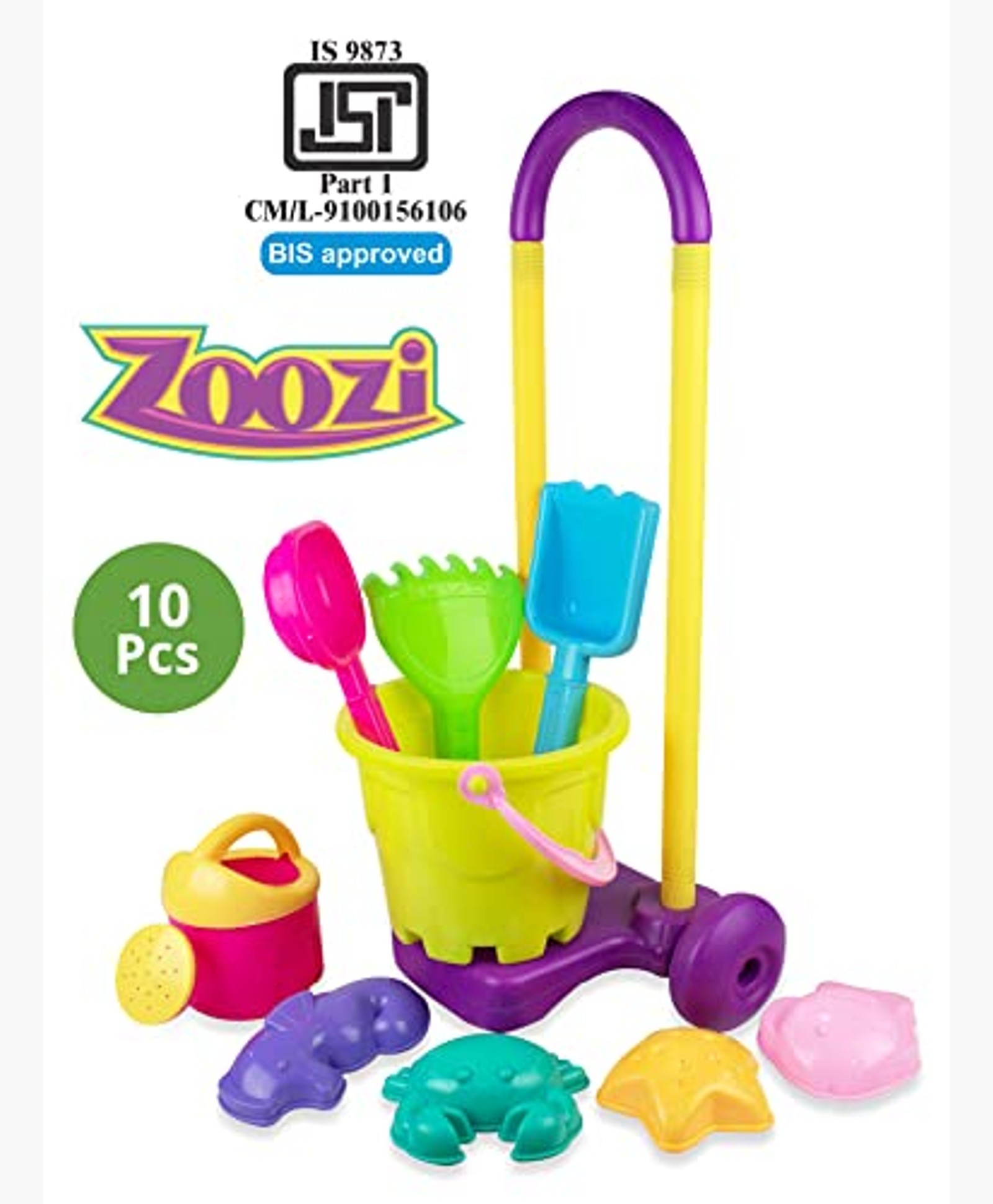 Zoozi Beach set with Trolley for kids Multicolor 18M+ | Safe & Gift-Friendly-image-1