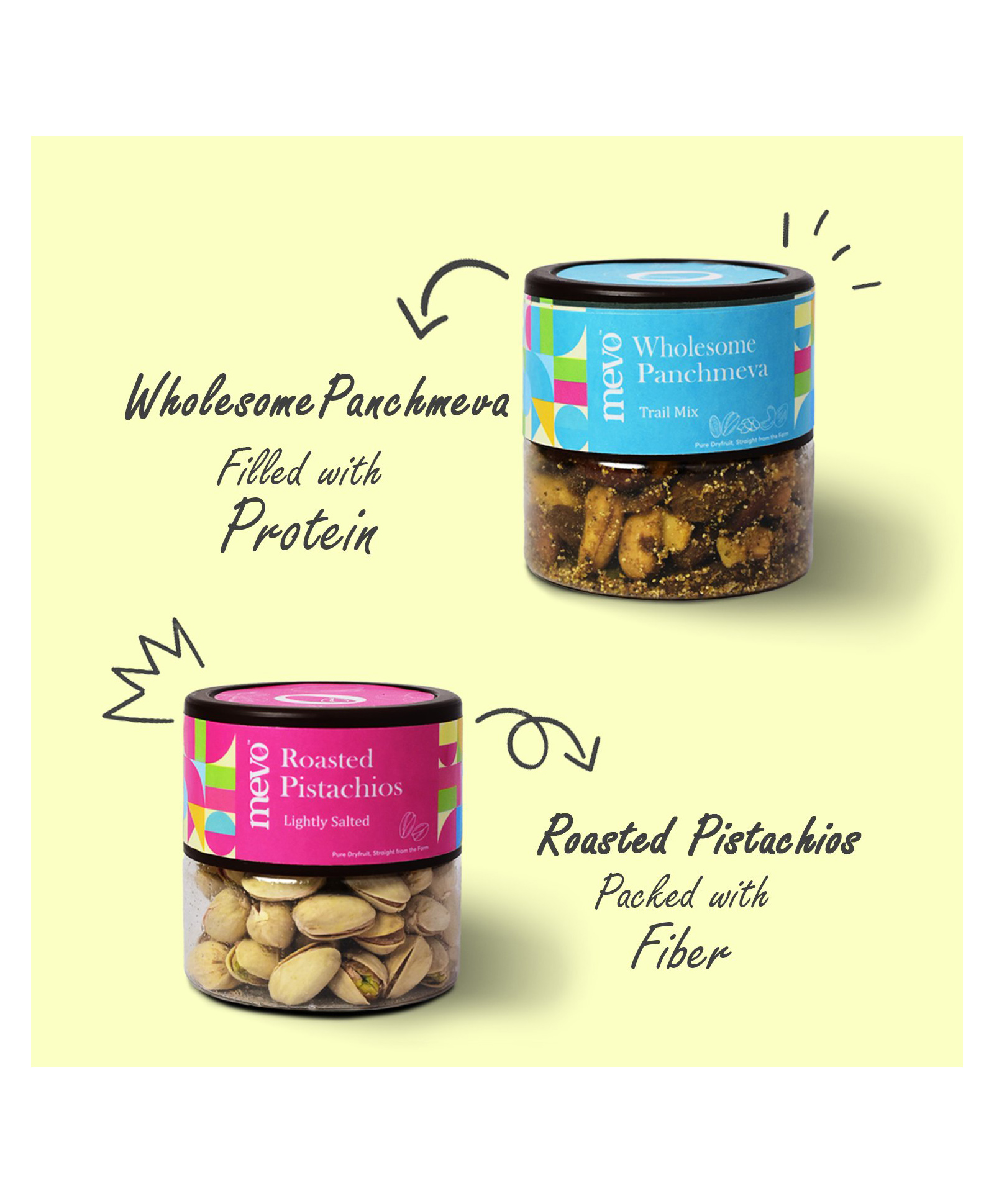Mevo Roasted Pistachios Lightly Salted and Panchmeva Wholesome Combo 230g-image-39