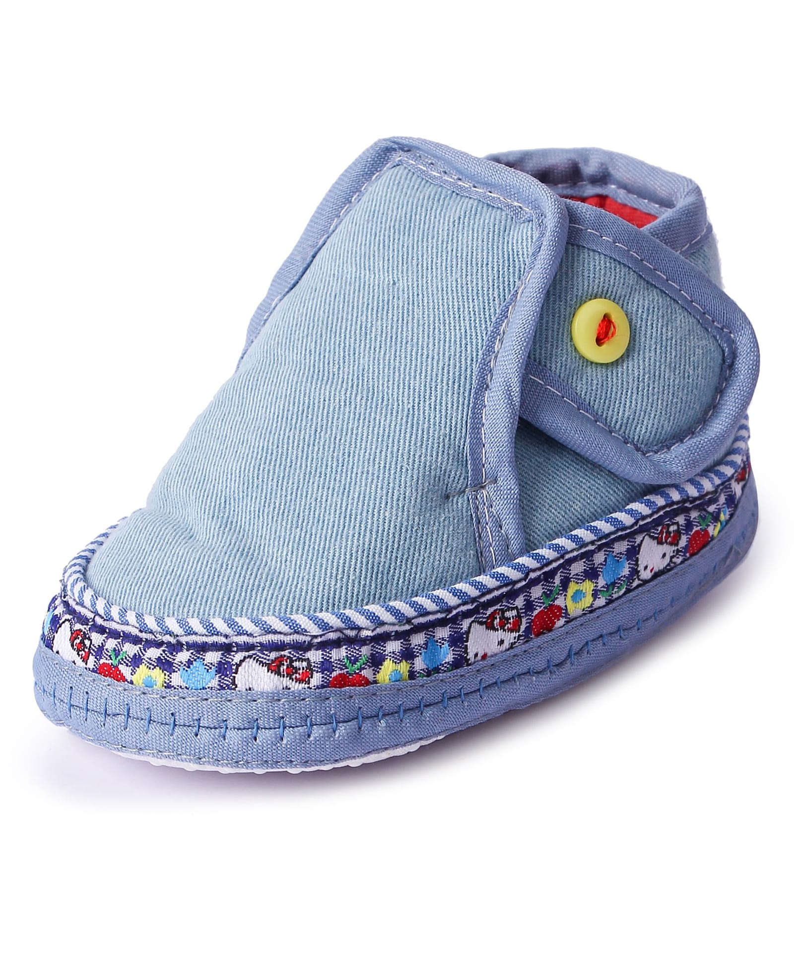 Butterthief Floral Embroidered Velcro Closure Booties - Sky Blue-picture-11