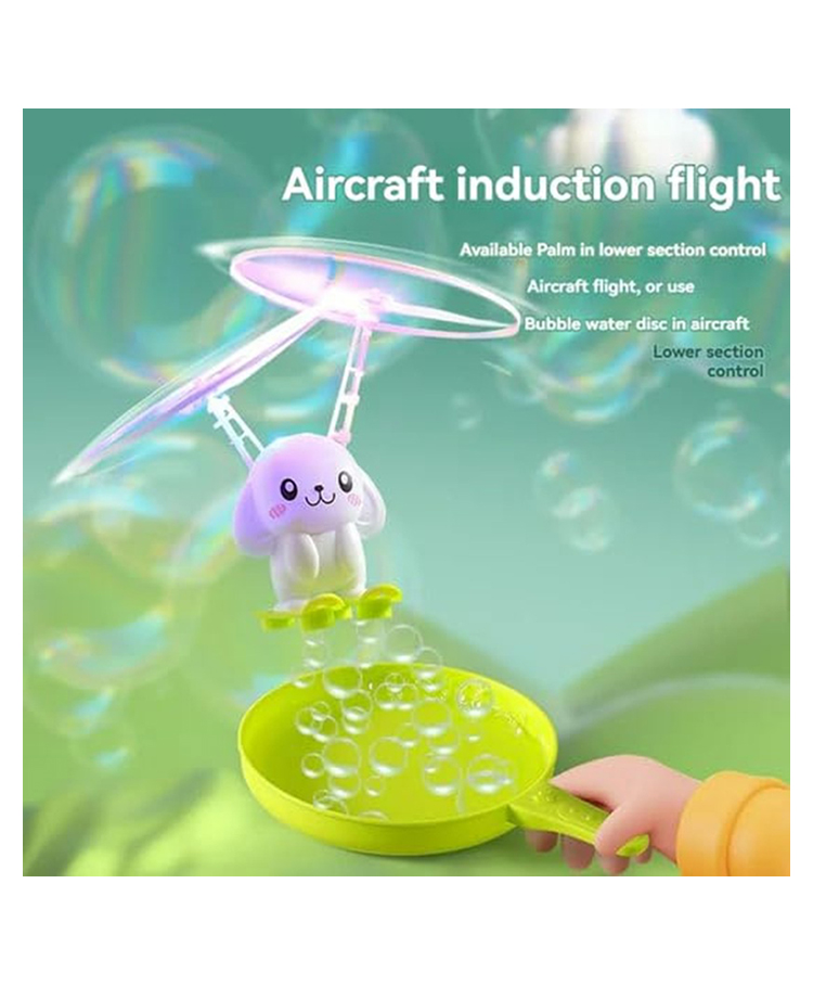 AKN TOYS Magic Flying Bear Bubble Maker Hand Controlled Induction Toy with Glowing LED Lights Pack of 1 - Color May Vary-image-46