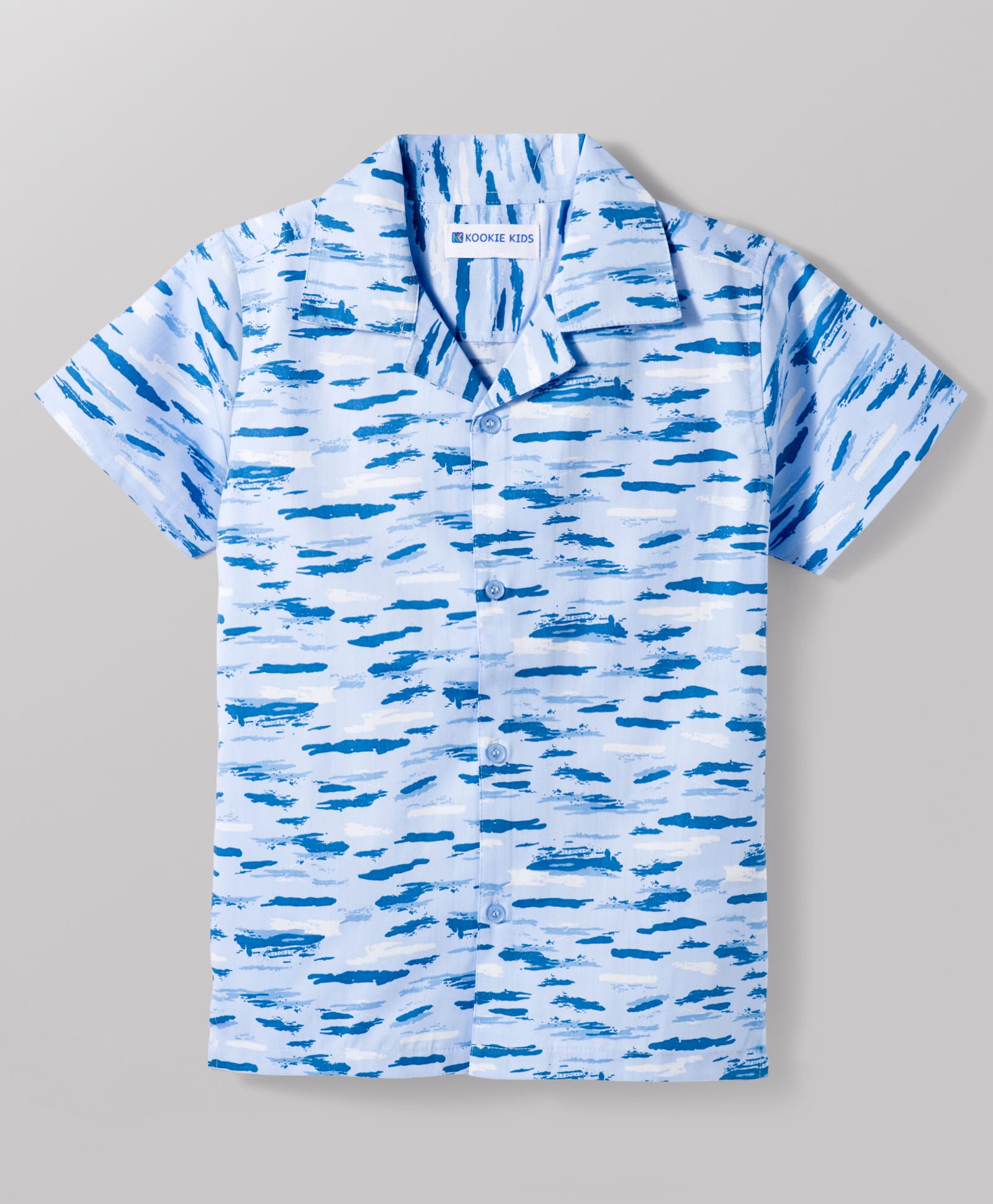 kookie kids india Kookie Kids 100% Cotton Woven Half Sleeves Printed Shirt - Blue-picture-17