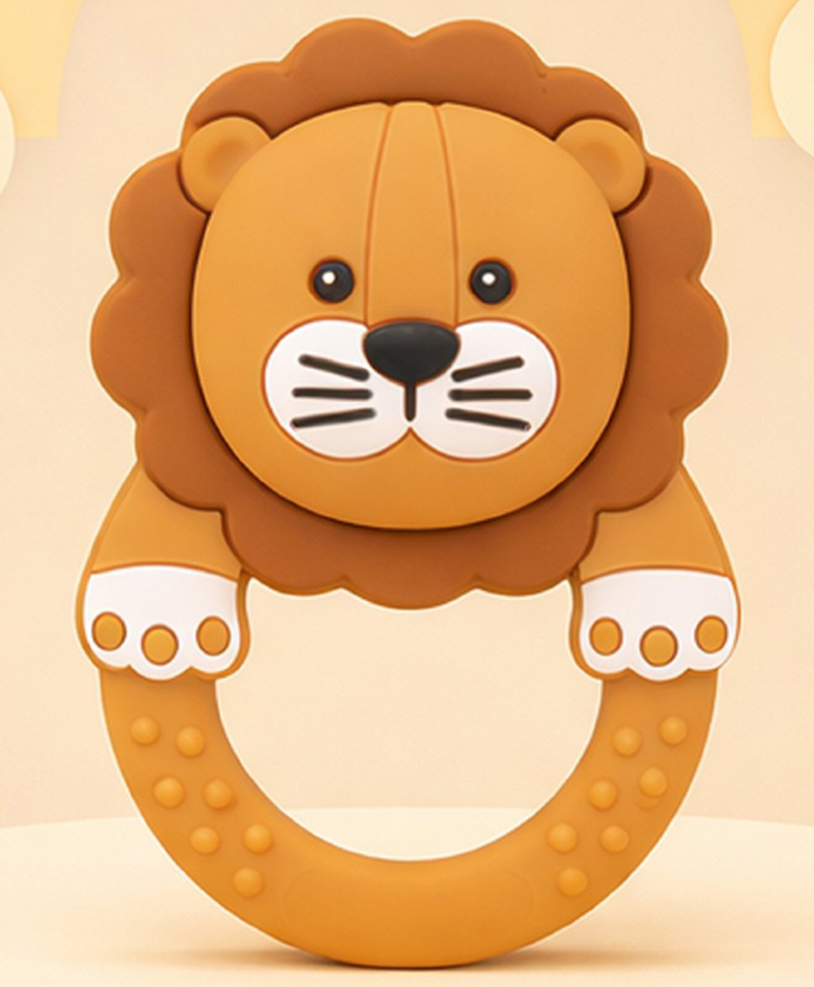 The Cheeky Kidzz Baby Soft Silicone Chewing Lion Shape Rattle Teether For 3 to 24 Months Babies BPA Free (Brown)-image-31