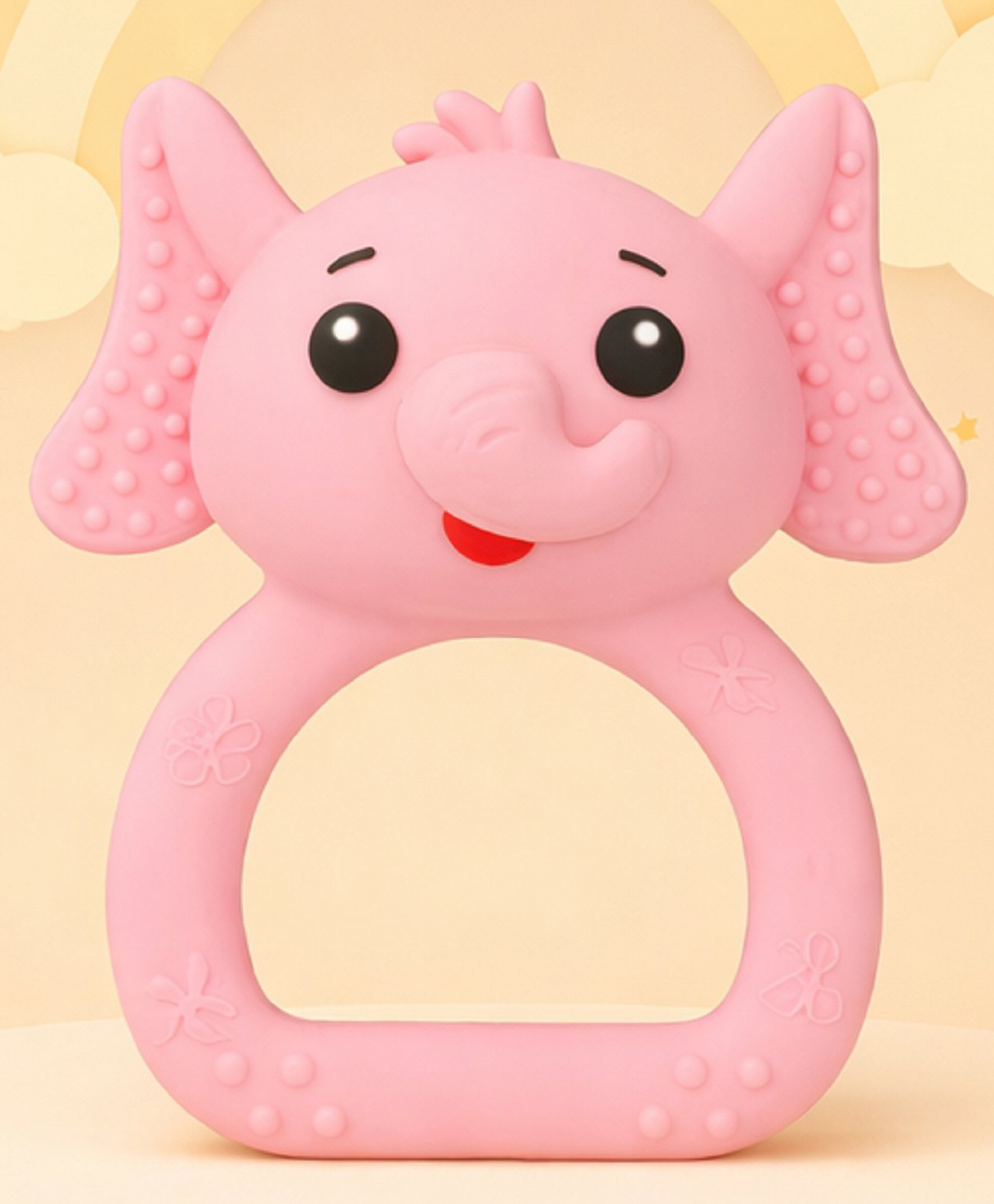 The Cheeky Kidzz Baby Soft Silicone Chewing Elephant Shape Rattle Teether For 0 to 24 Months Babies BPA Free (Pink)-picture-23