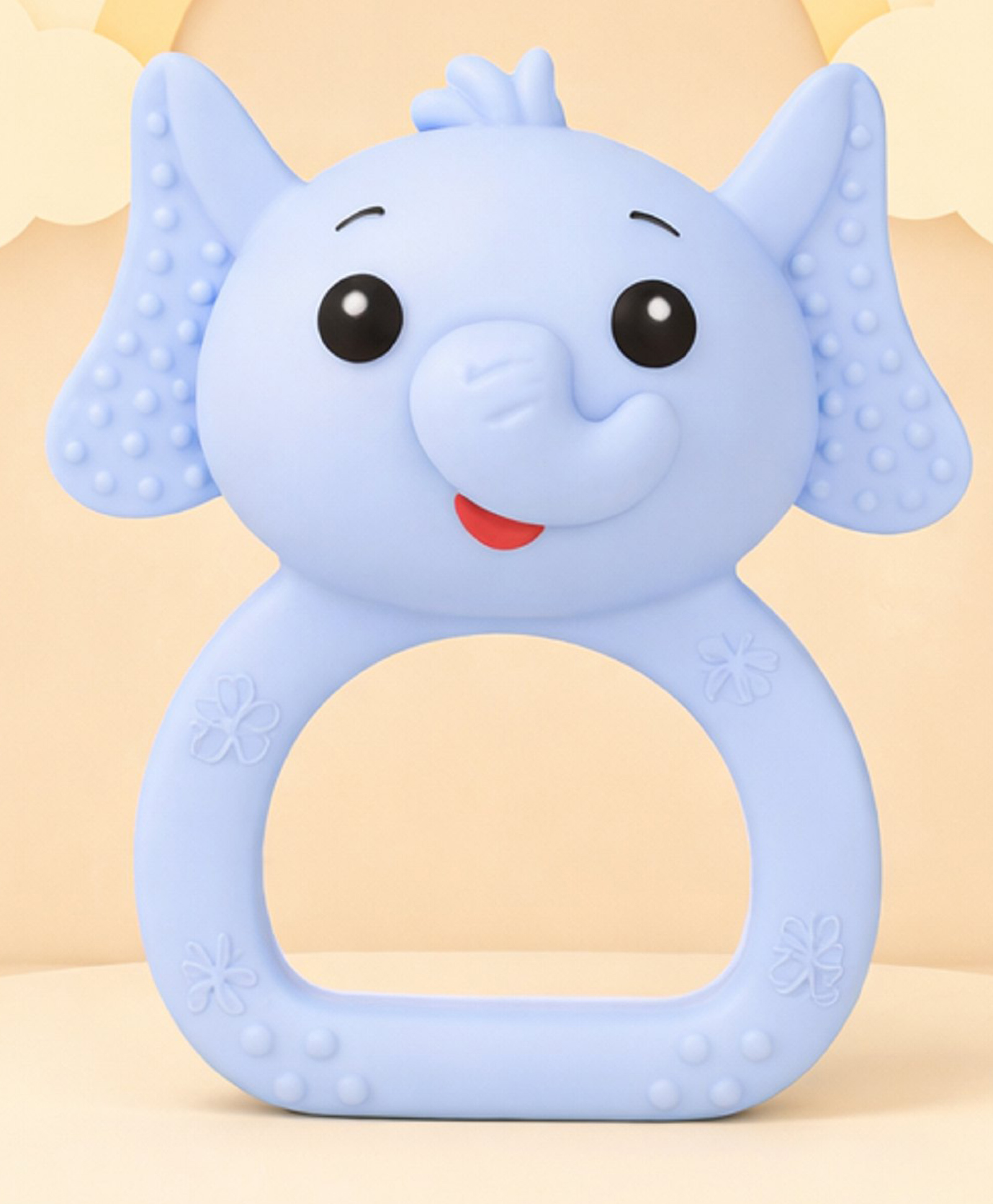 The Cheeky Kidzz Baby Soft Silicone Chewing Elephant Shape Rattle Teether For 0 to 24 Months Babies BPA Free (Blue)-picture-21