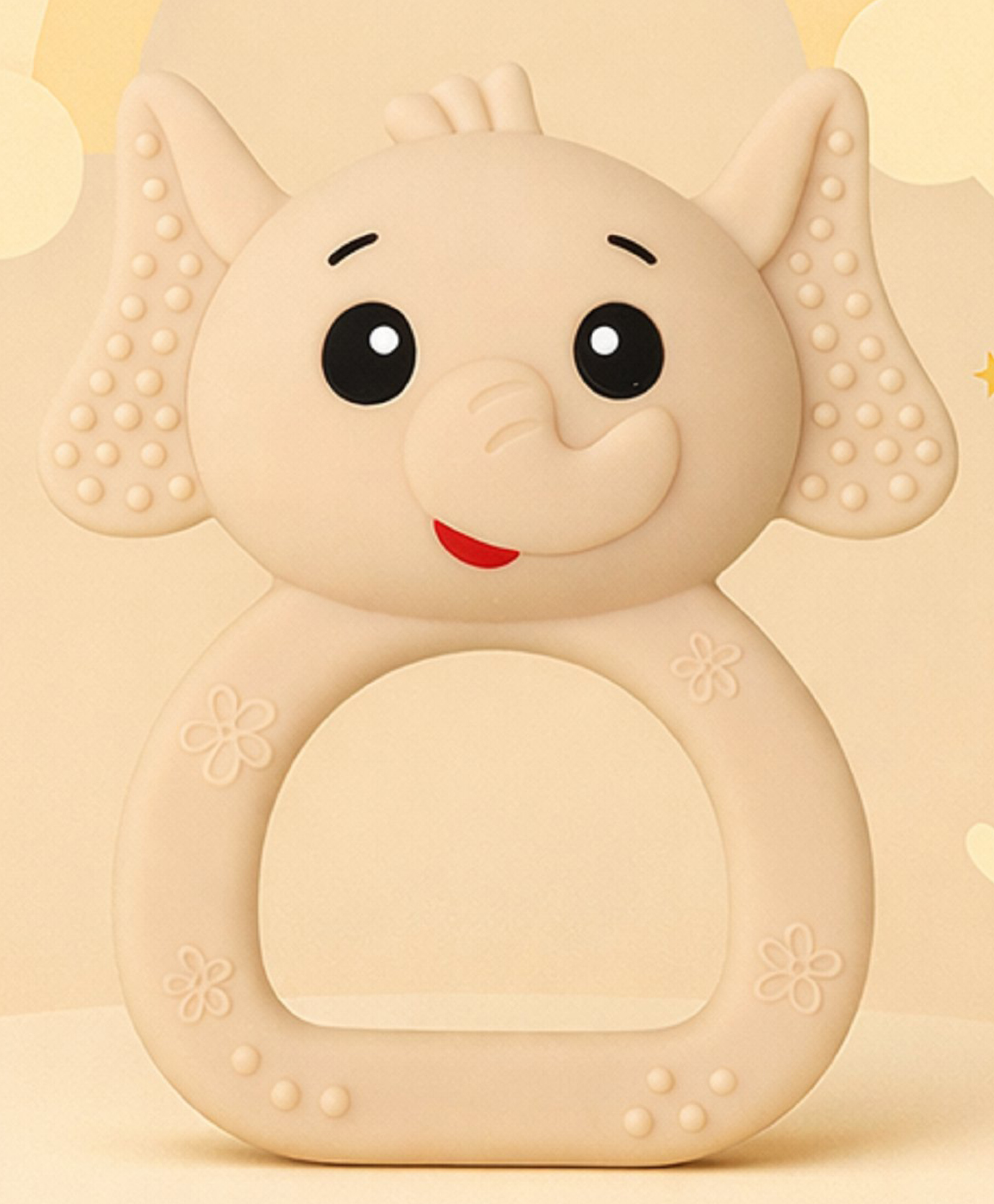 The Cheeky Kidzz Baby Soft Silicone Chewing Elephant Shape Rattle Teether For 0 to 24 Months Babies BPA Free (Beige)-image-38